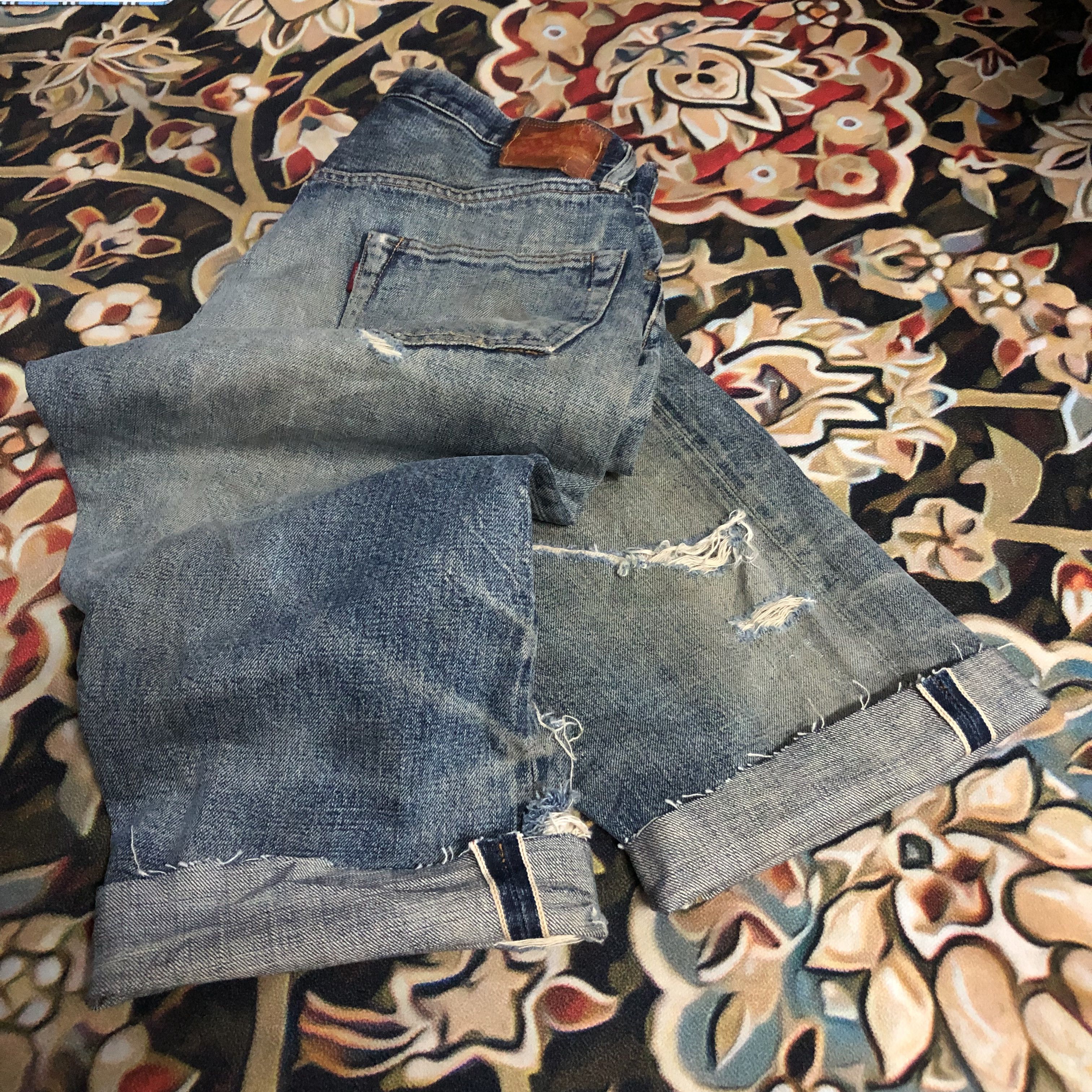 Denime TRASHED🔥 DENIME Selvedge Cutoff Rusty Denim Shorts #5064-22 Size US 30 / EU 46 - 17 Thumbnail