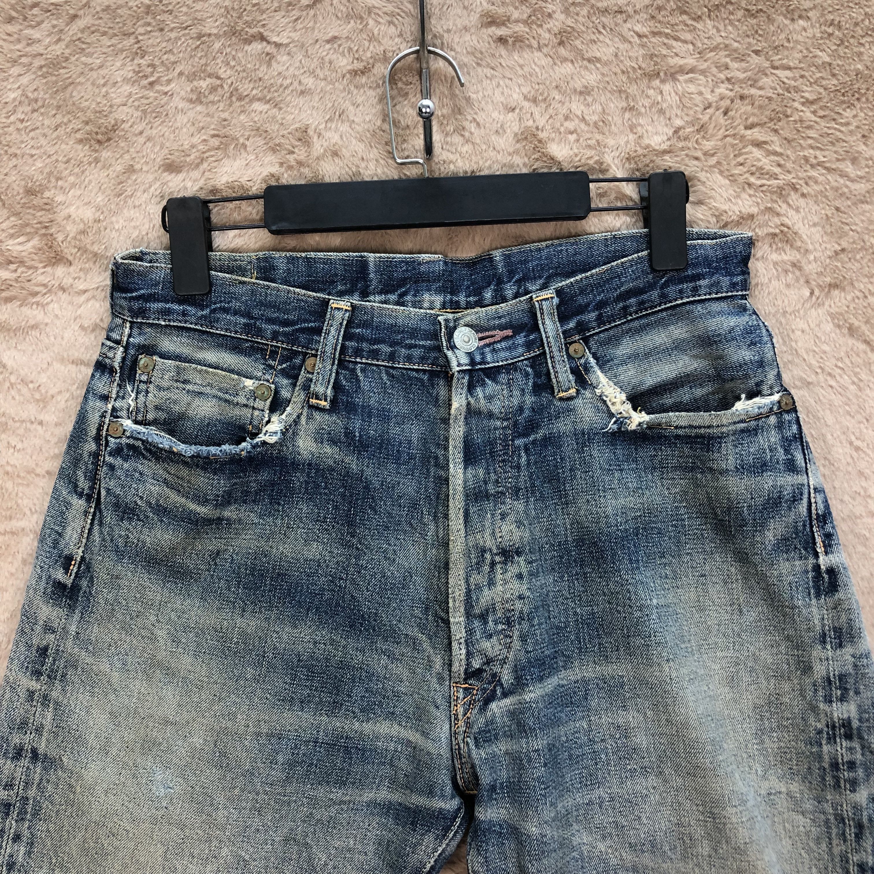 Denime TRASHED🔥 DENIME Selvedge Cutoff Rusty Denim Shorts #5064-22 Size US 30 / EU 46 - 2 Thumbnail