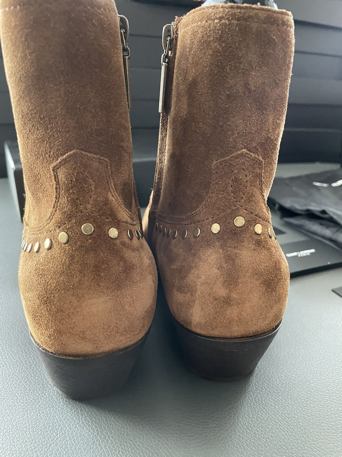 Hedi Slimane × Saint Laurent Paris × Yves Saint Laurent Brand NEW Lukas Florence Studs Suede Leather Western Boots Size US 10 / EU 43 - 15 Thumbnail