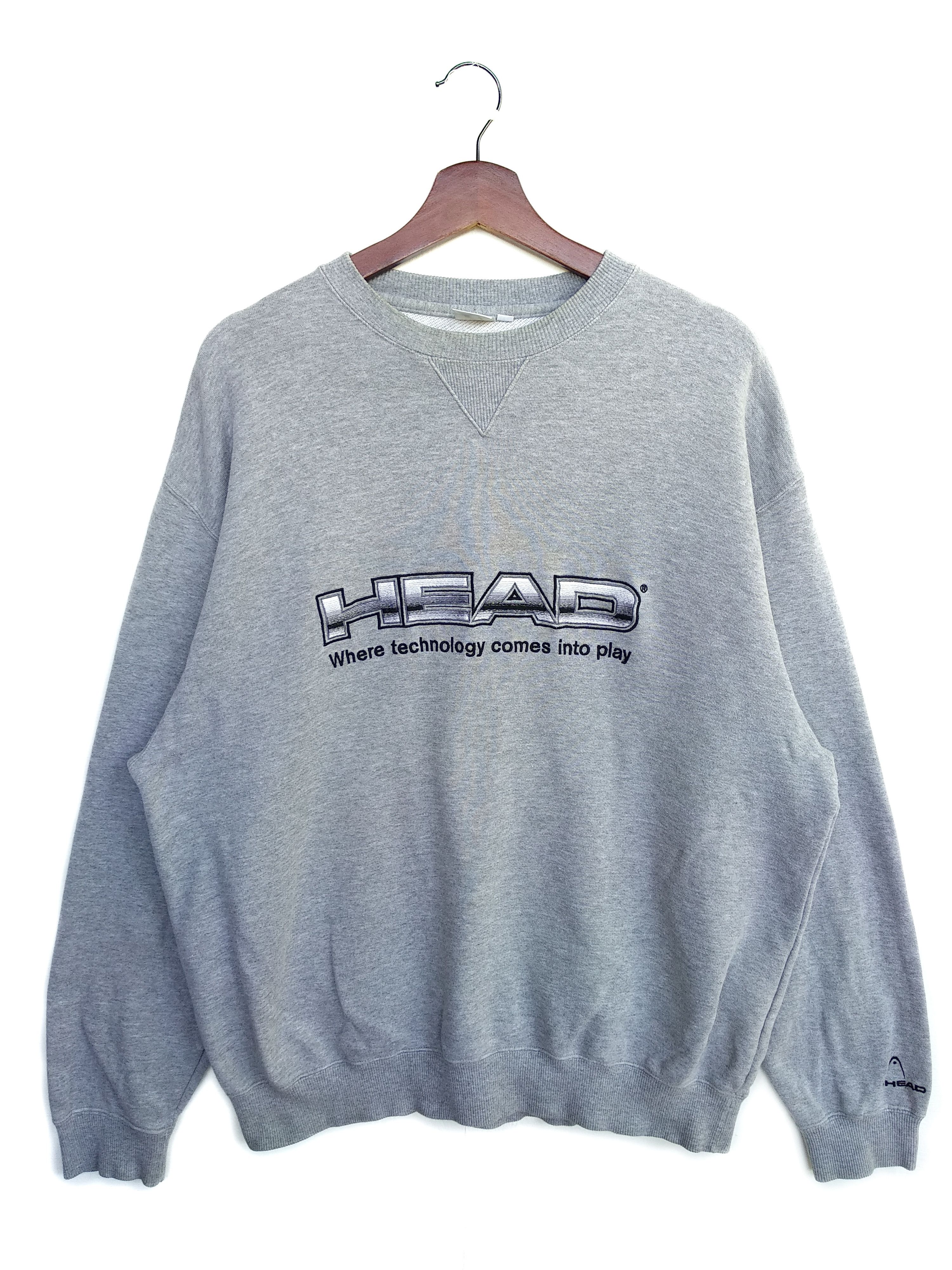 image of Vintage Head Spell Out Sweatshirt in Grey, Men's (Size XL)