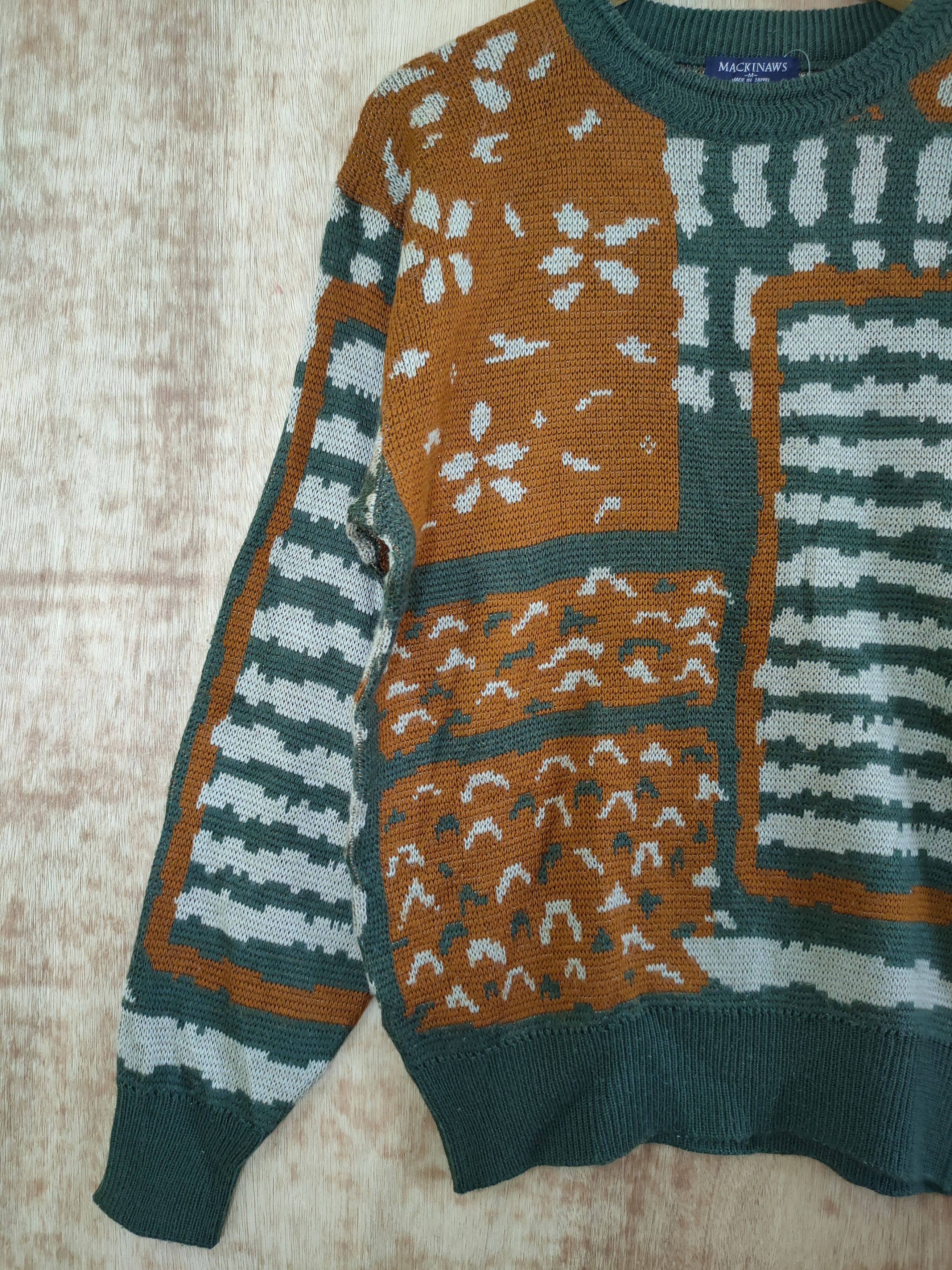 Japanese Brand DL Mackinaws art mix color knitwear sweatshirt japan #46-388 Size US M / EU 48-50 / 2 - 2 Thumbnail