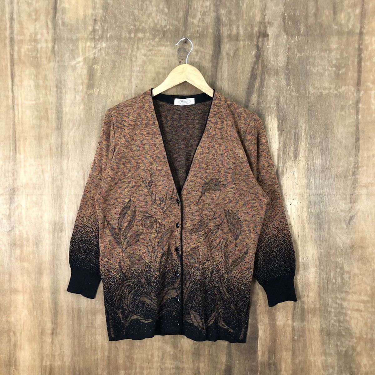 image of Aran Isles Knitwear x Cardigan Morale Shrine Brown Knitwear Vintage 6335, Men's (Size Medium)