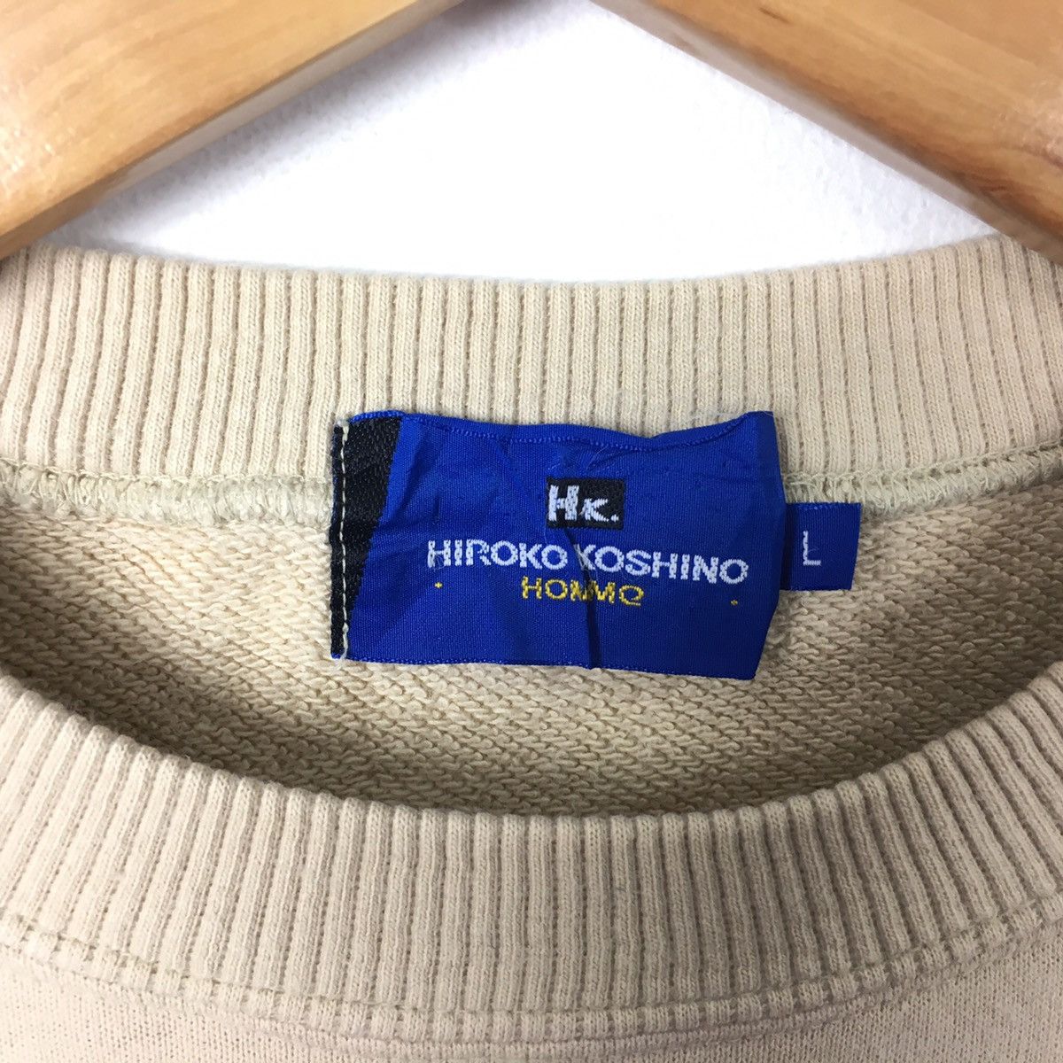 Hiroko Koshino Homme HIROKO KOSHINO HOMME Japanese Brand Beige Sweatshirt Size US L / EU 52-54 / 3 - 4 Thumbnail