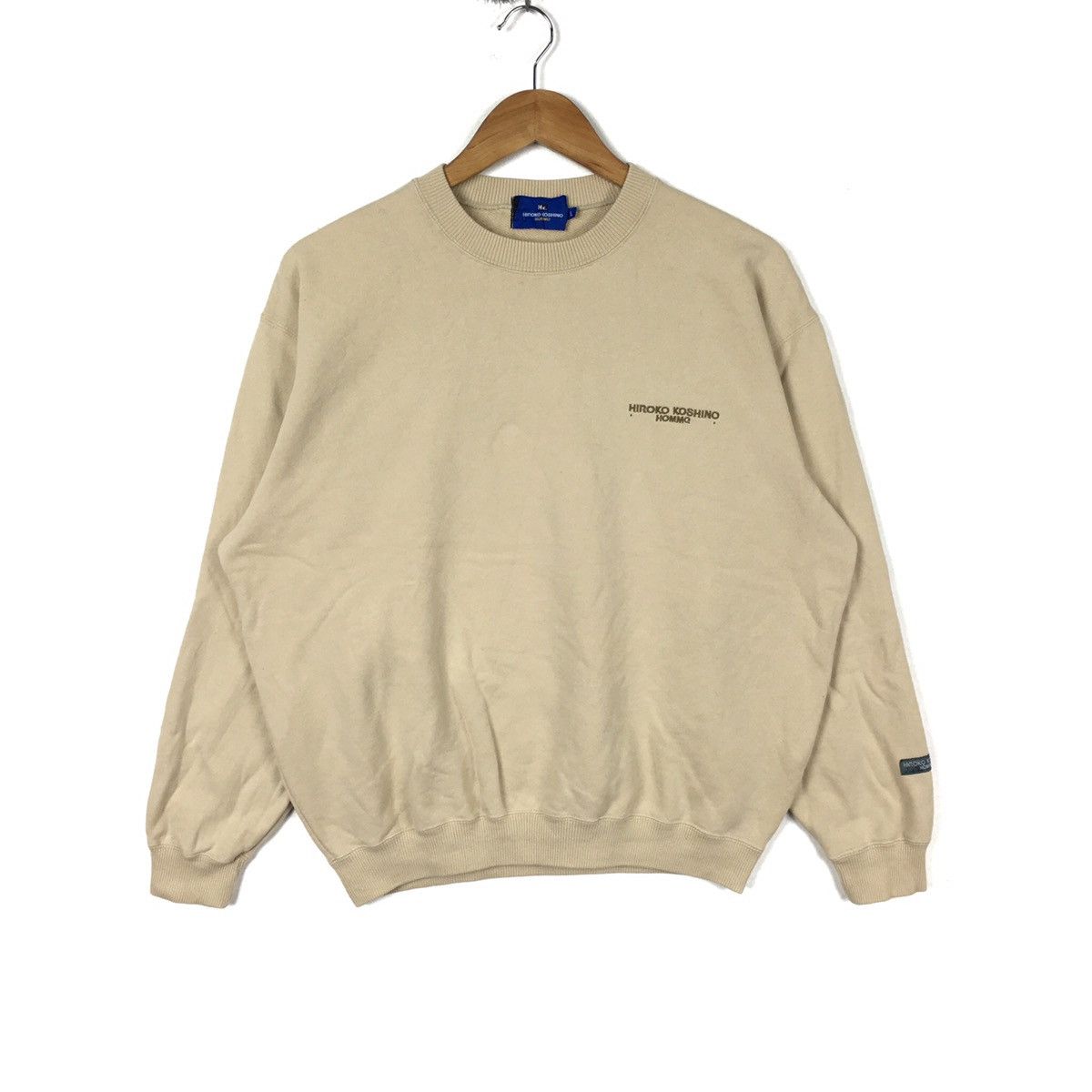 Hiroko Koshino Homme HIROKO KOSHINO HOMME Japanese Brand Beige Sweatshirt Size US L / EU 52-54 / 3 - 3 Thumbnail