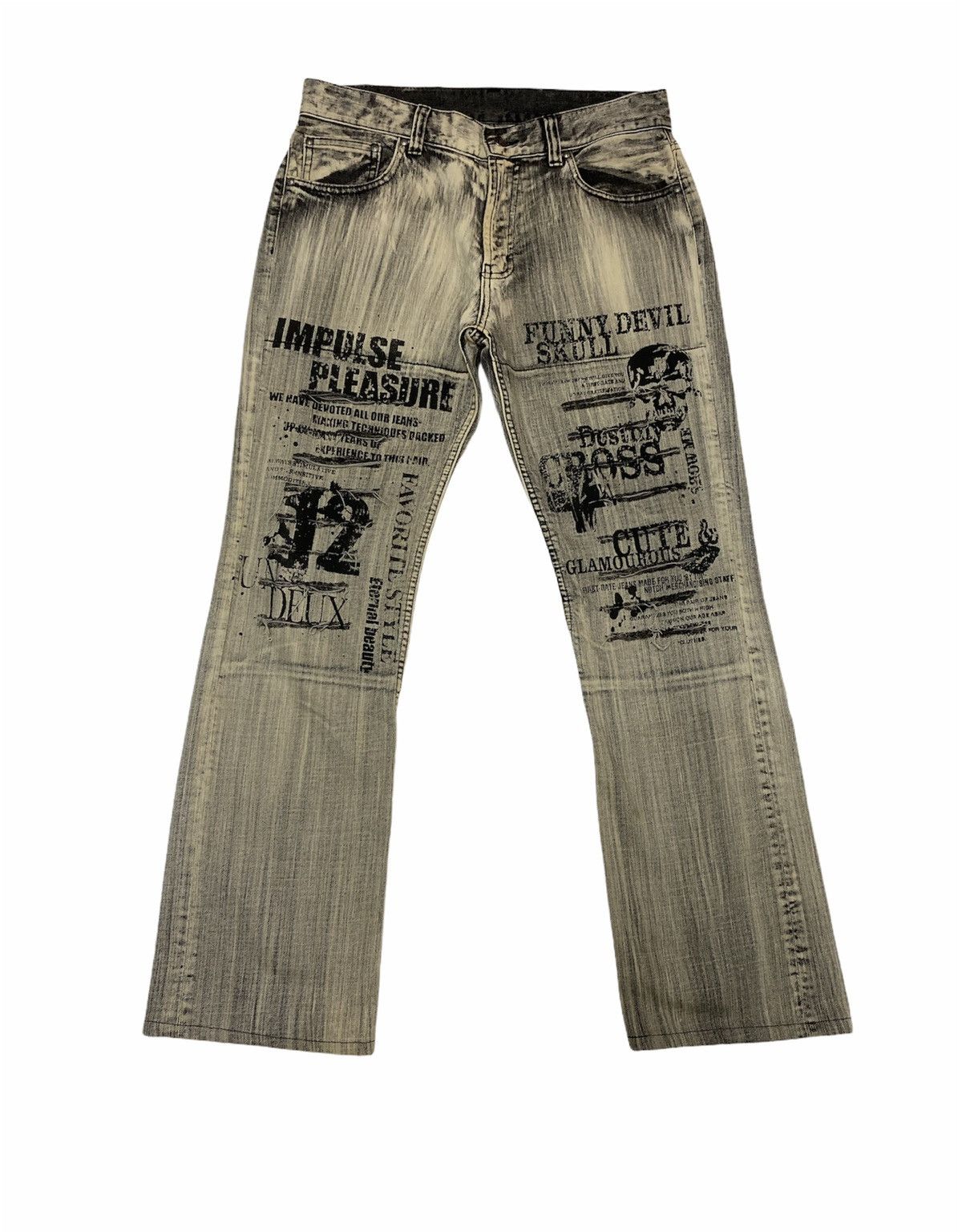 Japanese Brand × Seditionaries Japanese Skull Distressed Ripped Bleached Washed Denim Pants Size US 32 / EU 48 - 1 Thumbnail