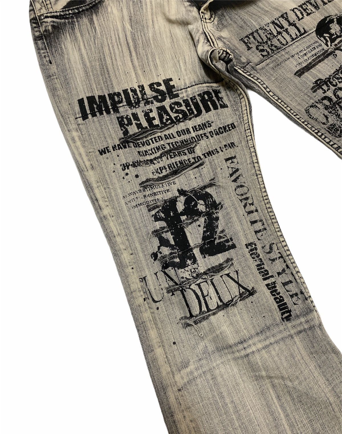 Japanese Brand × Seditionaries Japanese Skull Distressed Ripped Bleached Washed Denim Pants Size US 32 / EU 48 - 5 Thumbnail