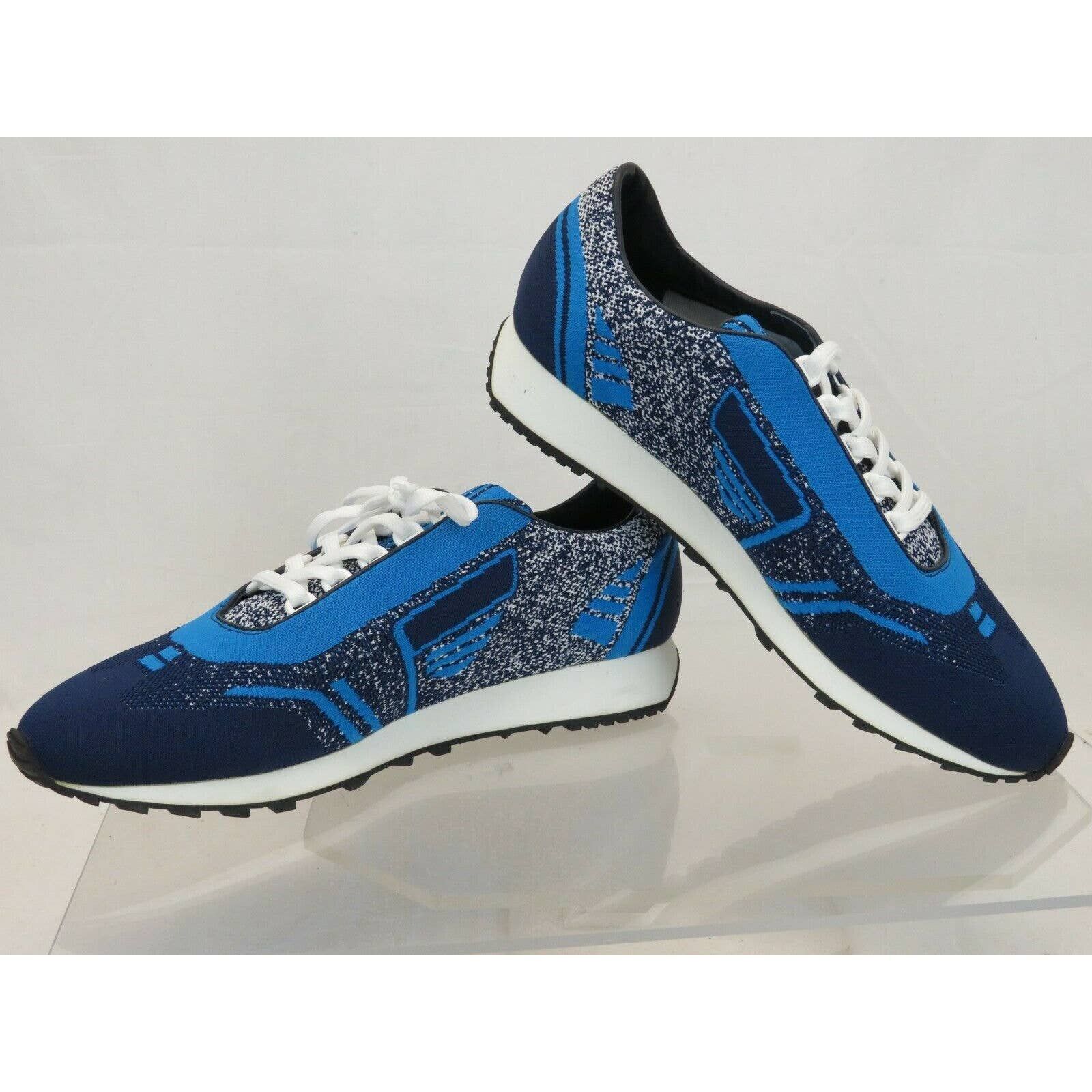 Prada 2EG272 BLUE FABRIC TRAINERS KNIT LOGO LACE UP SNEAKERS 10.5 Size US 11.5 / EU 44-45 - 5 Thumbnail