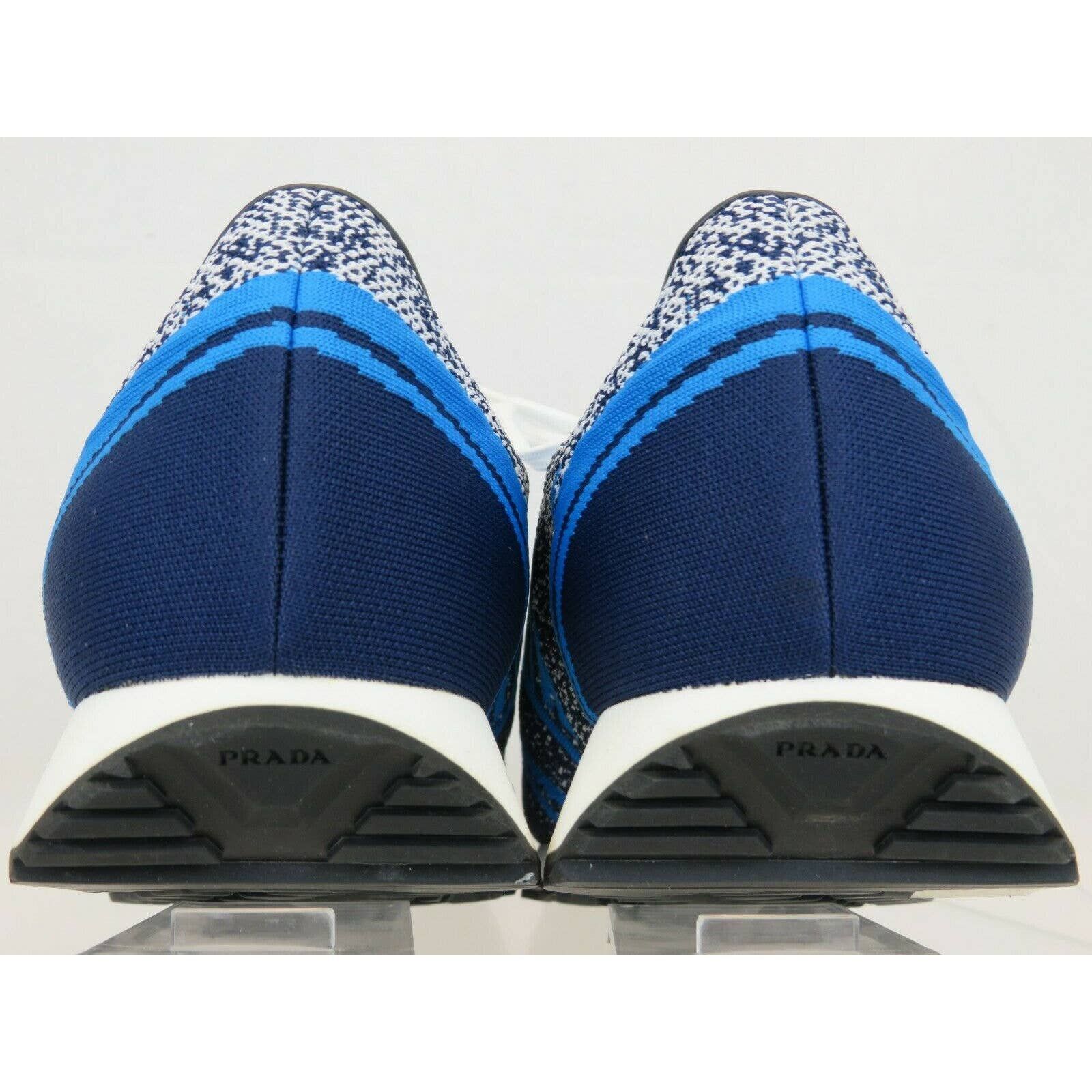 Prada 2EG272 BLUE FABRIC TRAINERS KNIT LOGO LACE UP SNEAKERS 10.5 Size US 11.5 / EU 44-45 - 7 Thumbnail