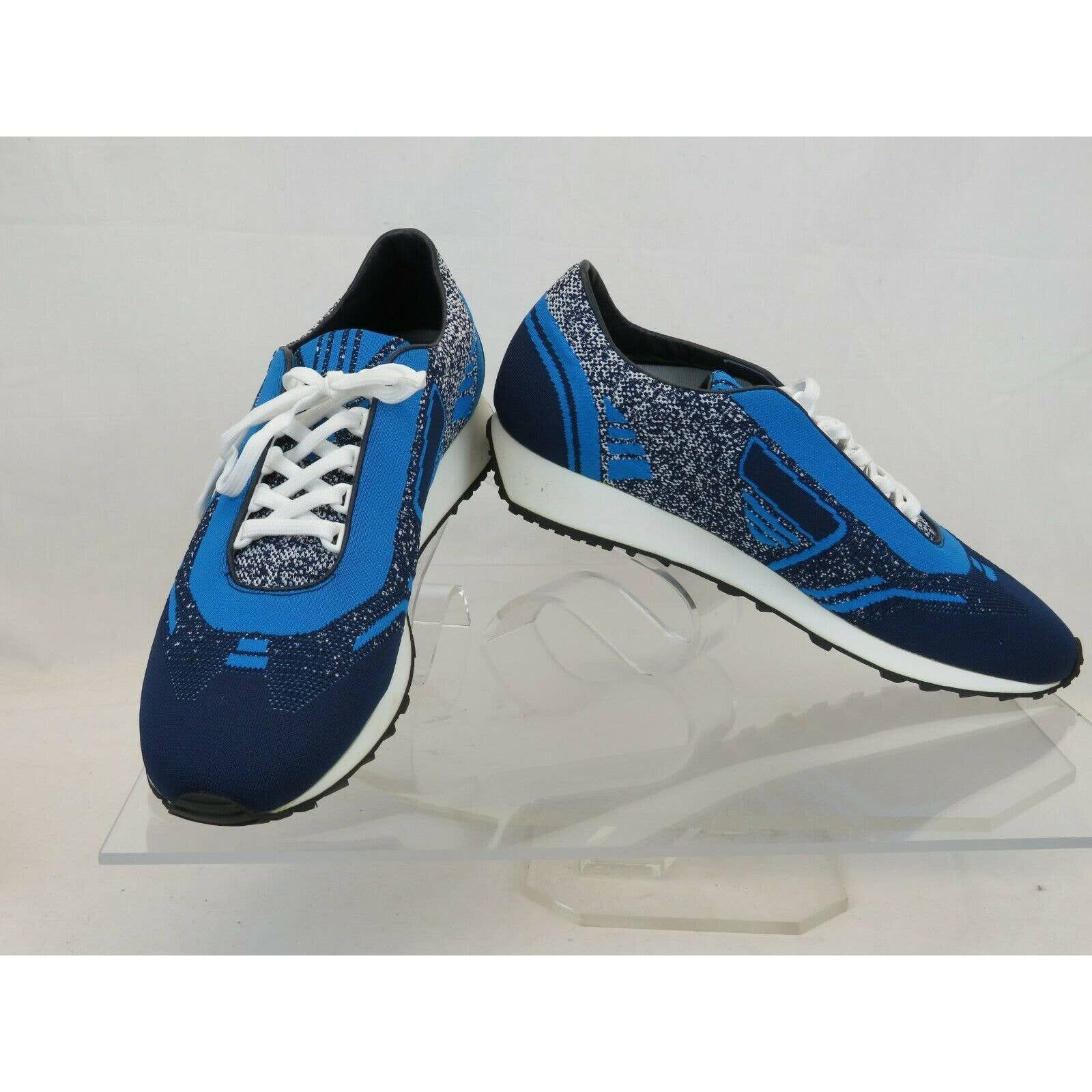 Prada 2EG272 BLUE FABRIC TRAINERS KNIT LOGO LACE UP SNEAKERS 10.5 Size US 11.5 / EU 44-45 - 3 Thumbnail