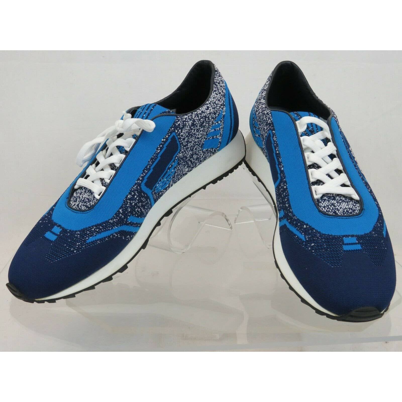 Prada 2EG272 BLUE FABRIC TRAINERS KNIT LOGO LACE UP SNEAKERS 10.5 Size US 11.5 / EU 44-45 - 4 Thumbnail