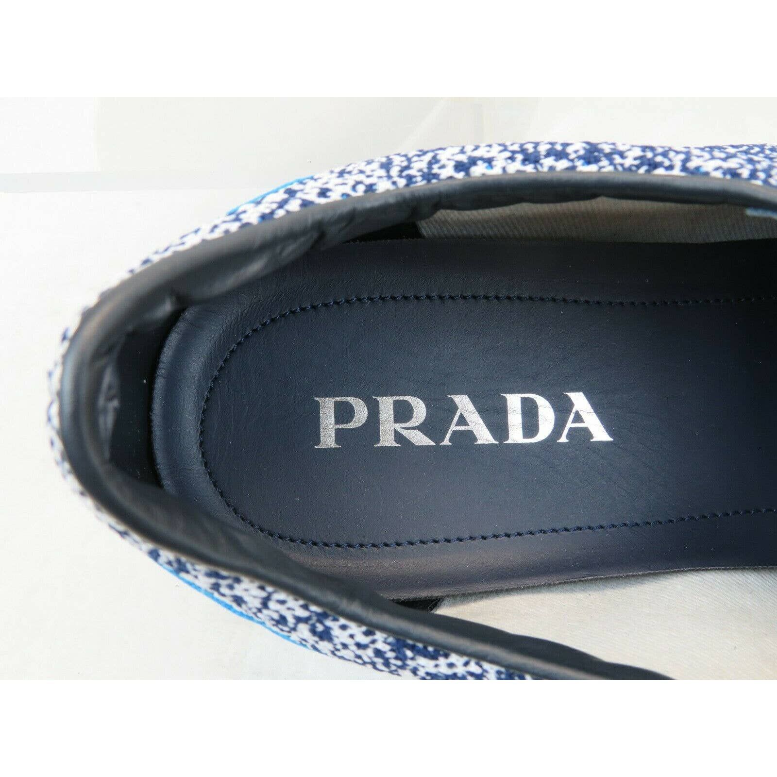 Prada 2EG272 BLUE FABRIC TRAINERS KNIT LOGO LACE UP SNEAKERS 10.5 Size US 11.5 / EU 44-45 - 9 Thumbnail
