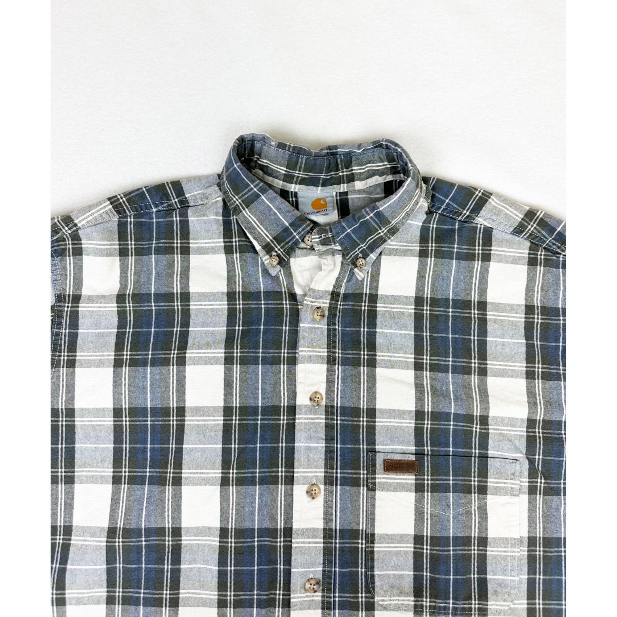 Vintage 90s Carhartt Plaid Shirt Outdoor Wear Flannel Grey