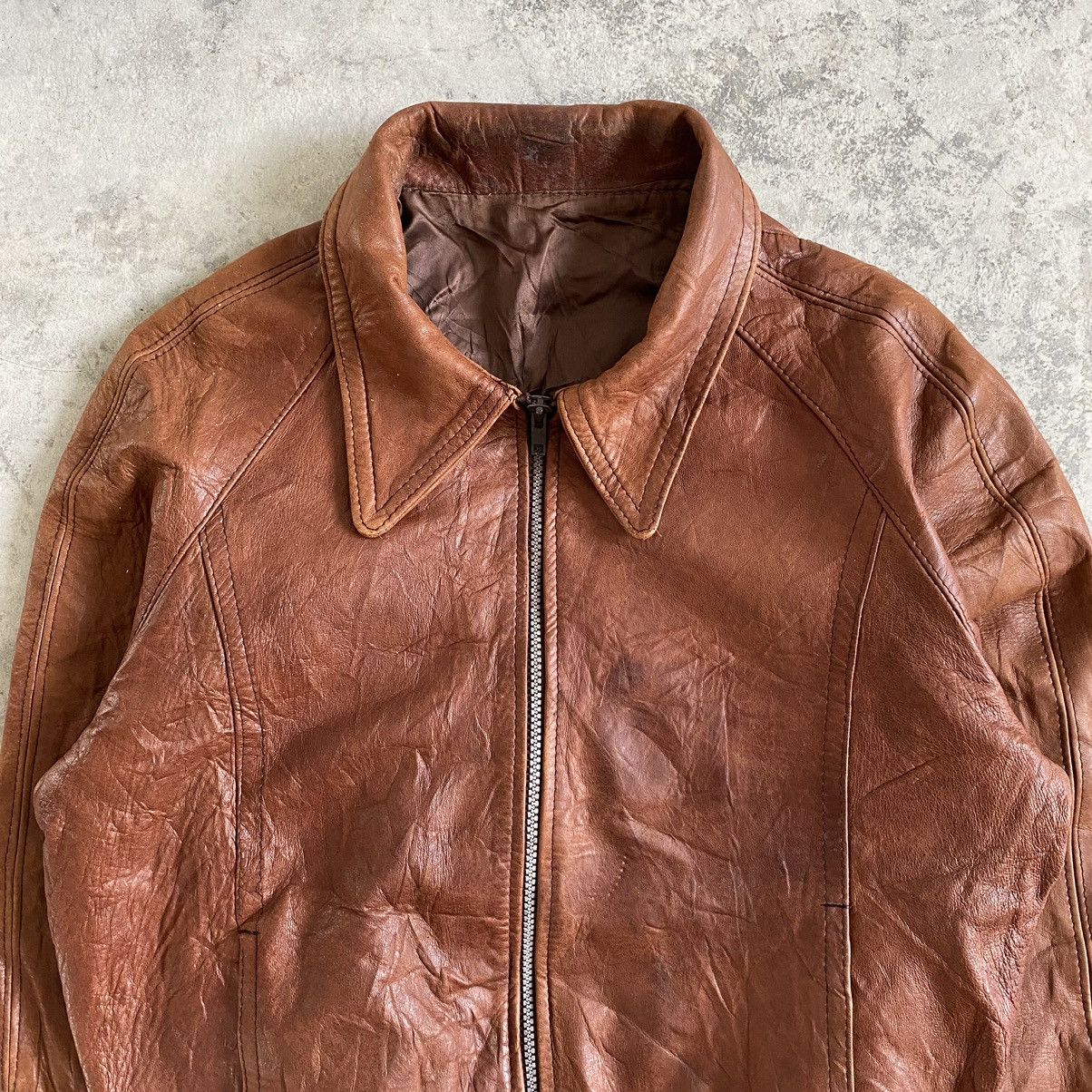 Leather Vintage 80's Edward V Patina Leather Bomber Jacket Size US S / EU 44-46 / 1 - 3 Thumbnail