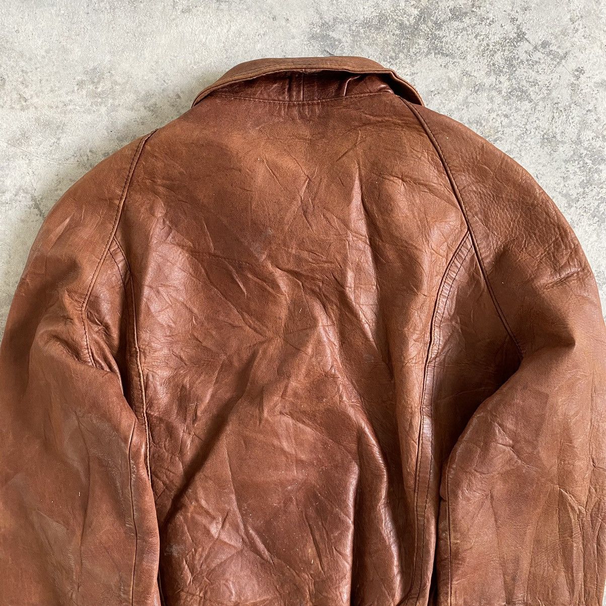 Leather Vintage 80's Edward V Patina Leather Bomber Jacket Size US S / EU 44-46 / 1 - 12 Thumbnail