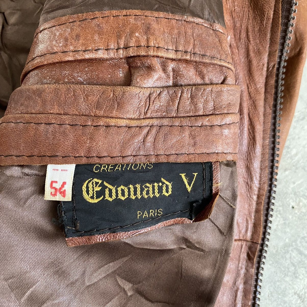 Leather Vintage 80's Edward V Patina Leather Bomber Jacket Size US S / EU 44-46 / 1 - 15 Thumbnail