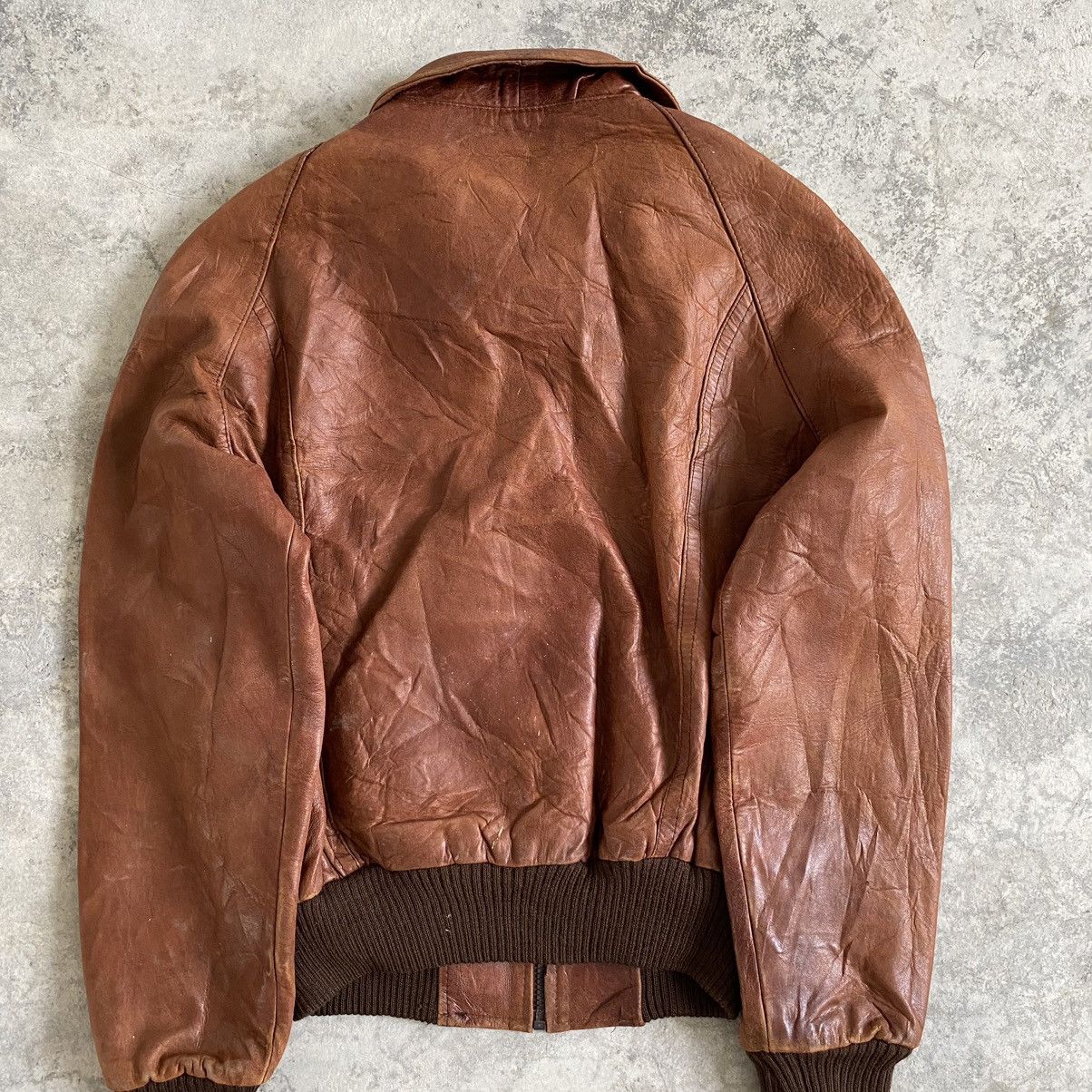 Leather Vintage 80's Edward V Patina Leather Bomber Jacket Size US S / EU 44-46 / 1 - 11 Thumbnail