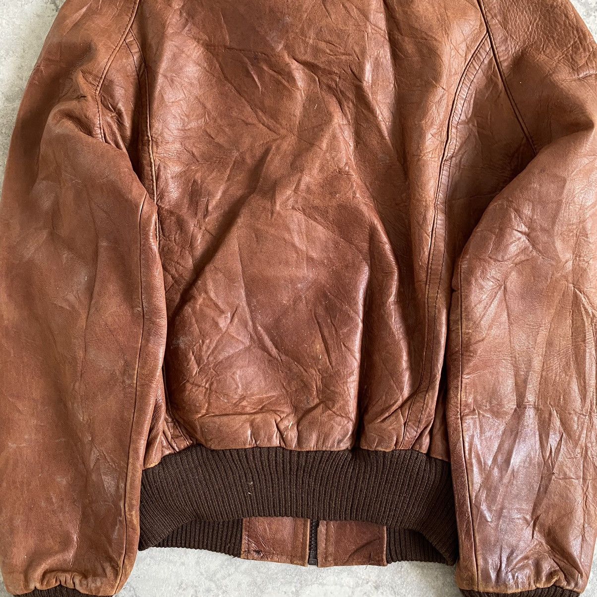 Leather Vintage 80's Edward V Patina Leather Bomber Jacket Size US S / EU 44-46 / 1 - 13 Thumbnail