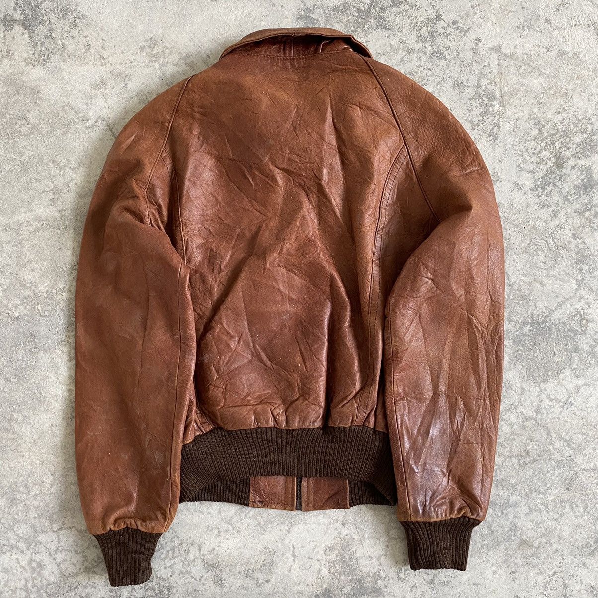 Leather Vintage 80's Edward V Patina Leather Bomber Jacket Size US S / EU 44-46 / 1 - 10 Thumbnail