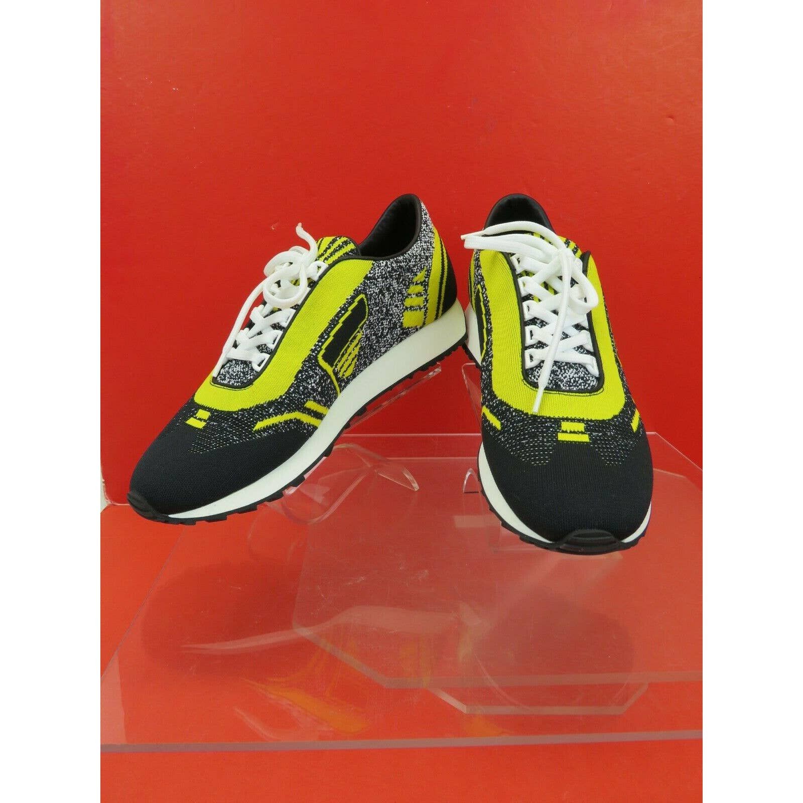 Prada 2EG272 YELLOW BLACK FABRIC TRAINERS KNIT LOGO SNEAKERS 9 Size US 10 / EU 43 - 4 Thumbnail