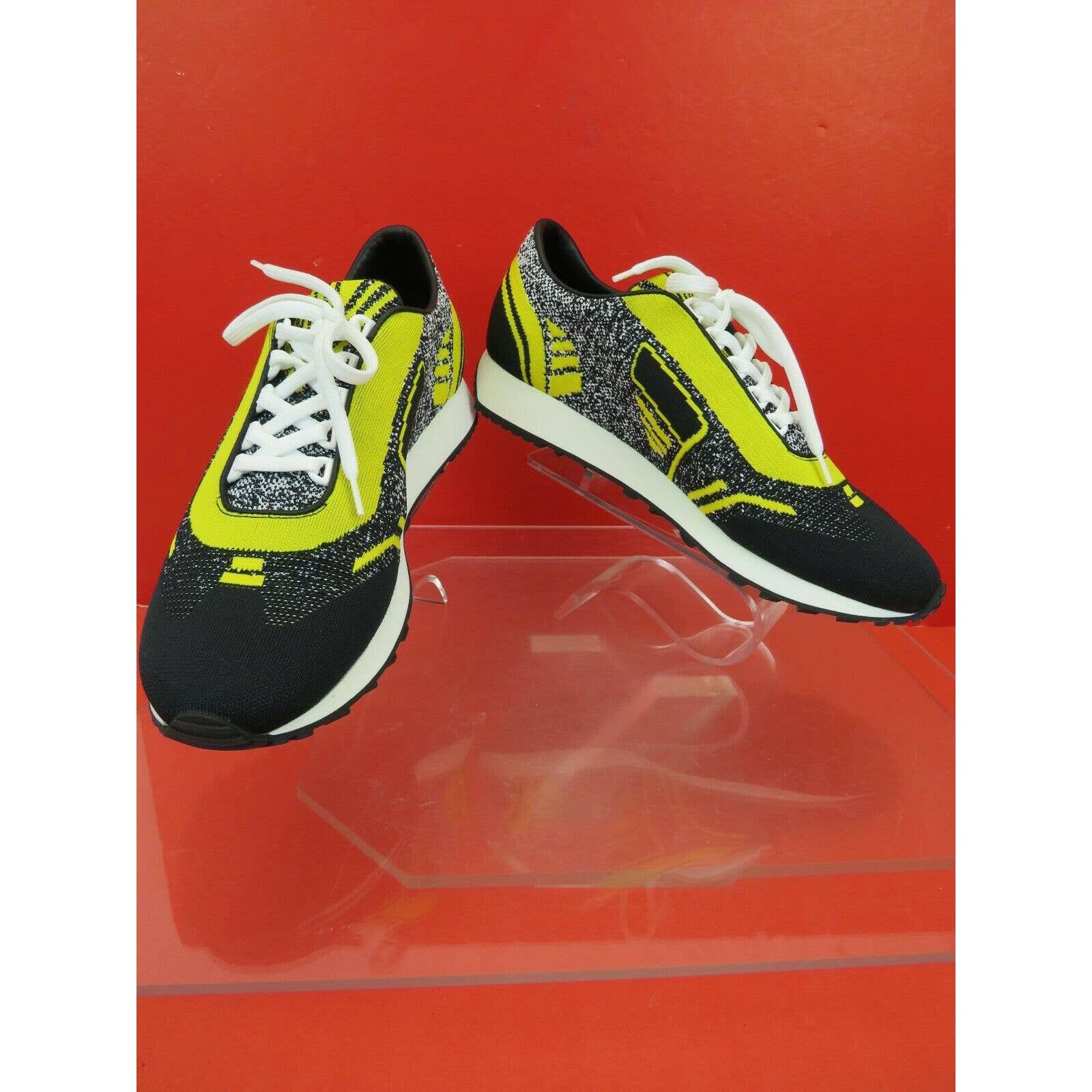 Prada 2EG272 YELLOW BLACK FABRIC TRAINERS KNIT LOGO SNEAKERS 9 Size US 10 / EU 43 - 5 Thumbnail