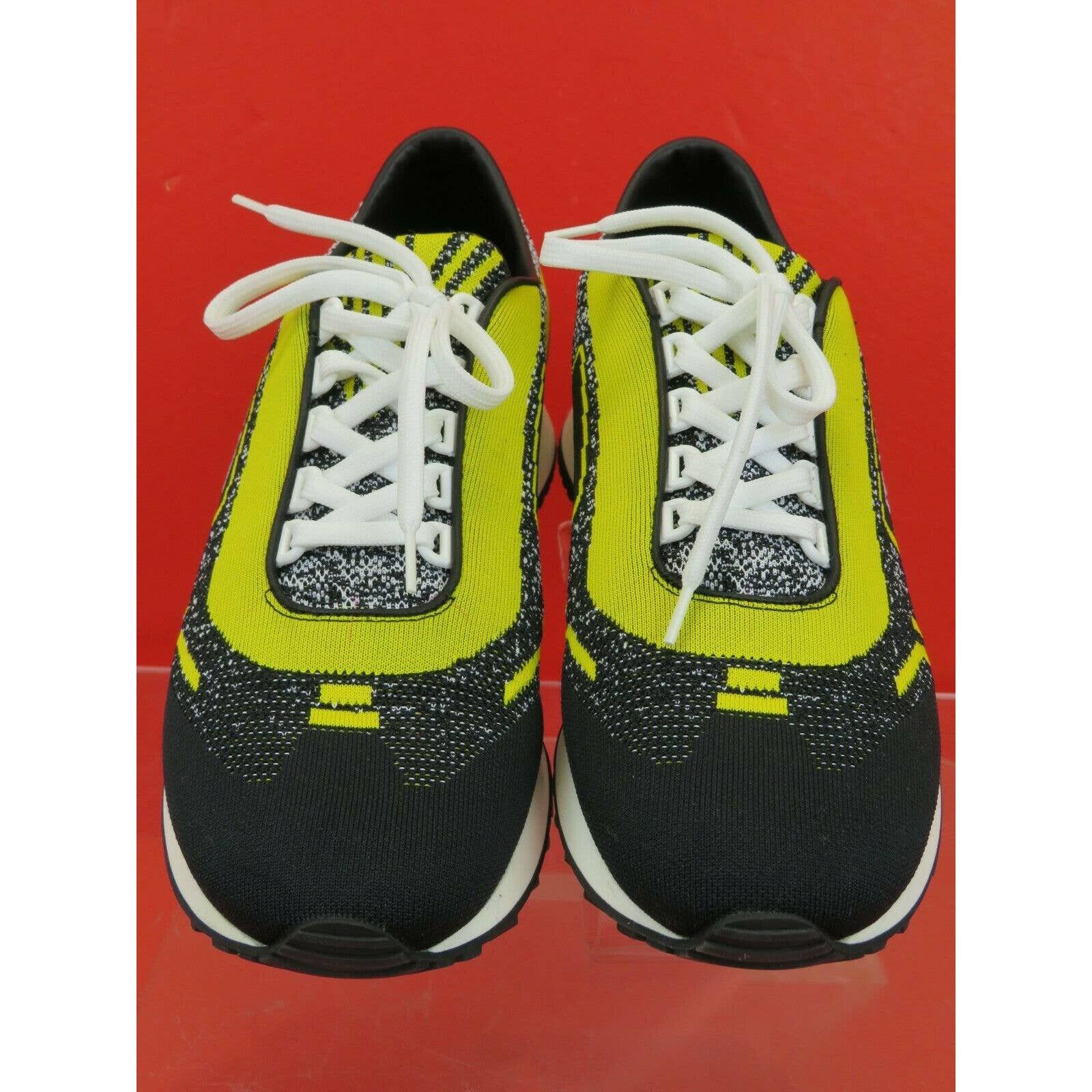 Prada 2EG272 YELLOW BLACK FABRIC TRAINERS KNIT LOGO SNEAKERS 10.5 Size US 11.5 / EU 44-45 - 3 Thumbnail