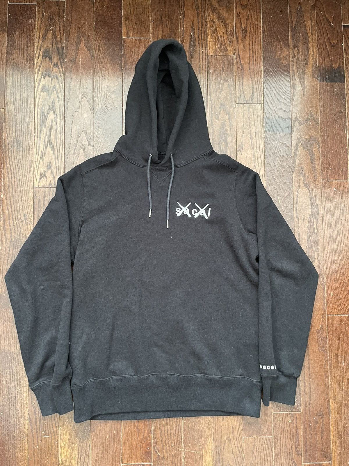 image of Kaws Embroidered Logo Hoodie Black, Men's (Size Large)