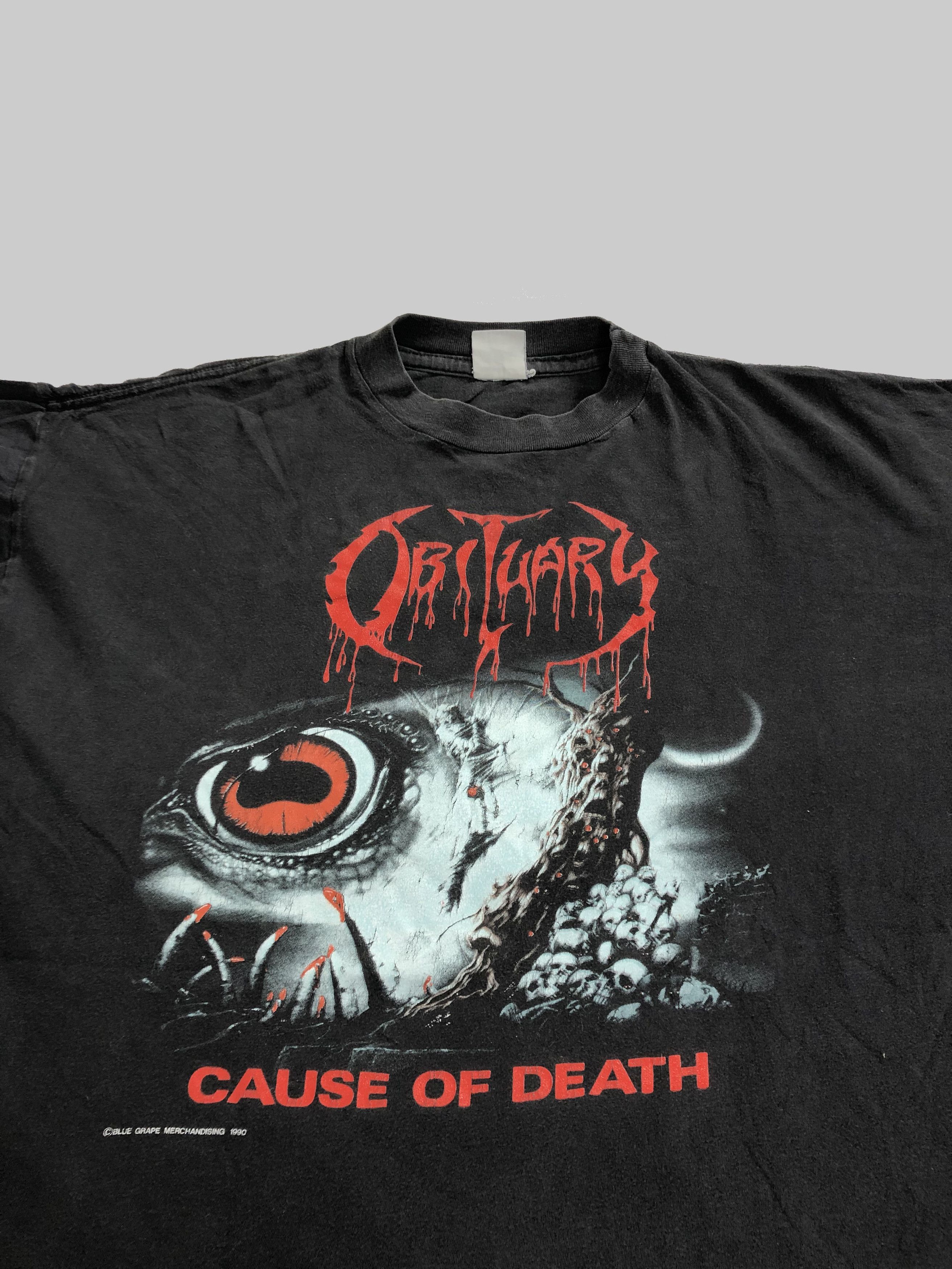 Band Tees Vintage 1990 Obituary Cause of Death Blue Grape t-shrit Size US XL / EU 56 / 4 - 3 Thumbnail