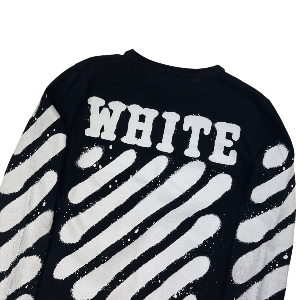 Pre-owned Off-white Diagonal Spray Long Sleeve T Shirt In Black