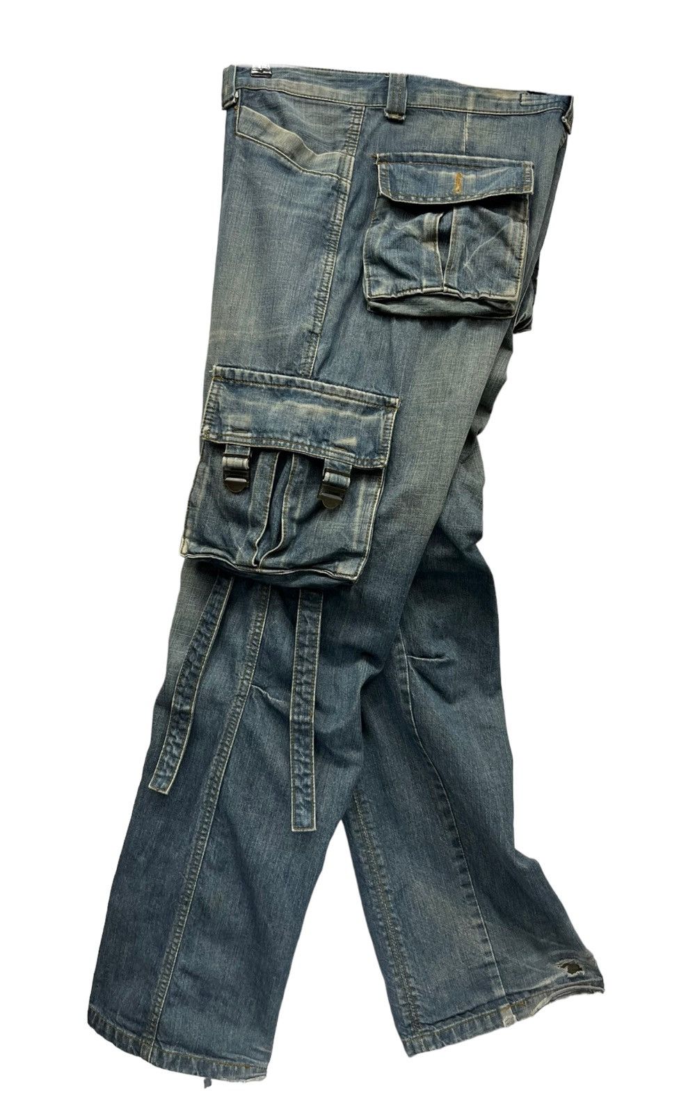 Japanese Brand × Vintage Exclusive Top Weight Cotton Denim Bondage Cargo Thrashed Leg Size US 32 / EU 48 - 13 Thumbnail