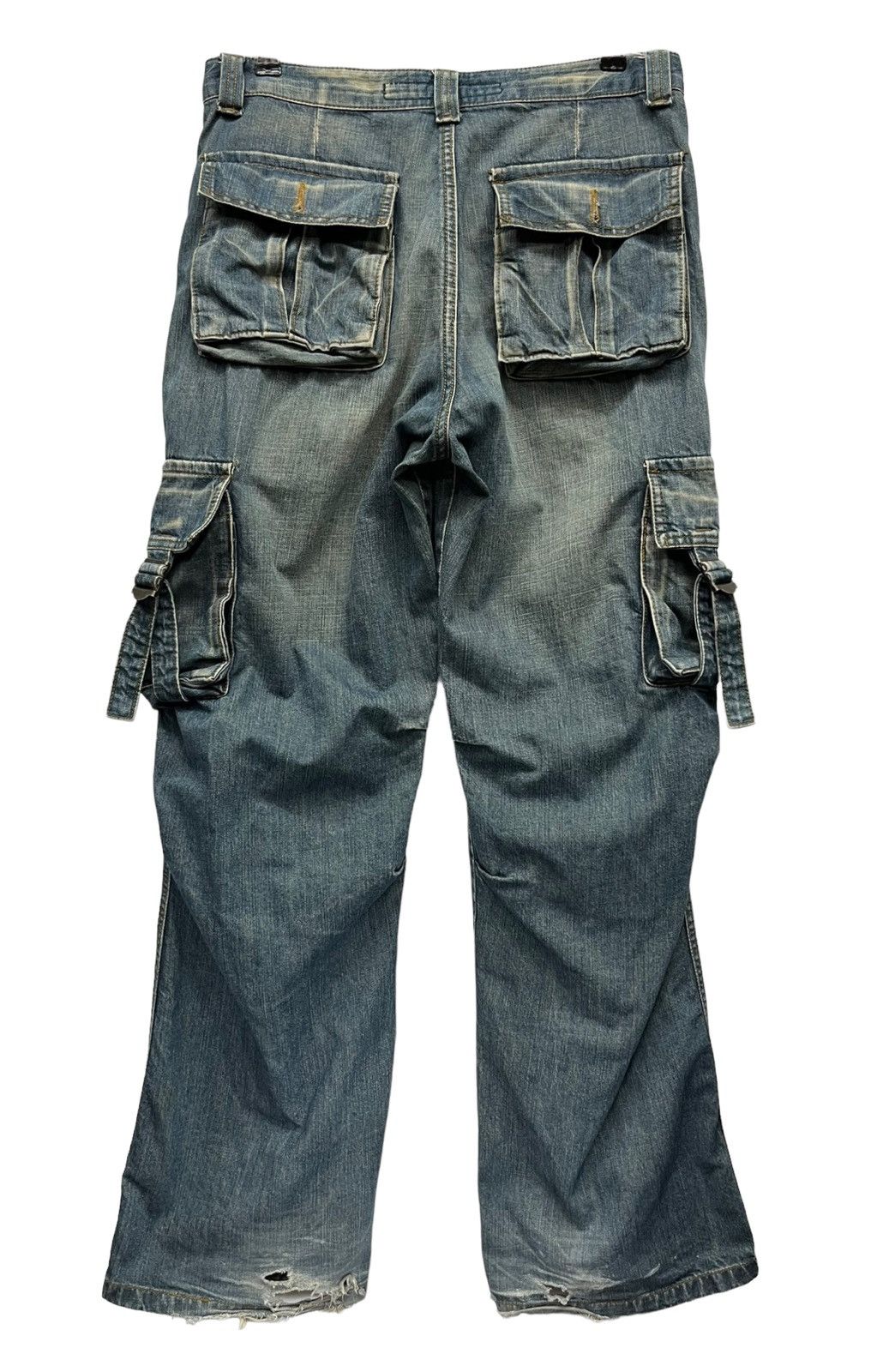 Japanese Brand × Vintage Exclusive Top Weight Cotton Denim Bondage Cargo Thrashed Leg Size US 32 / EU 48 - 9 Thumbnail