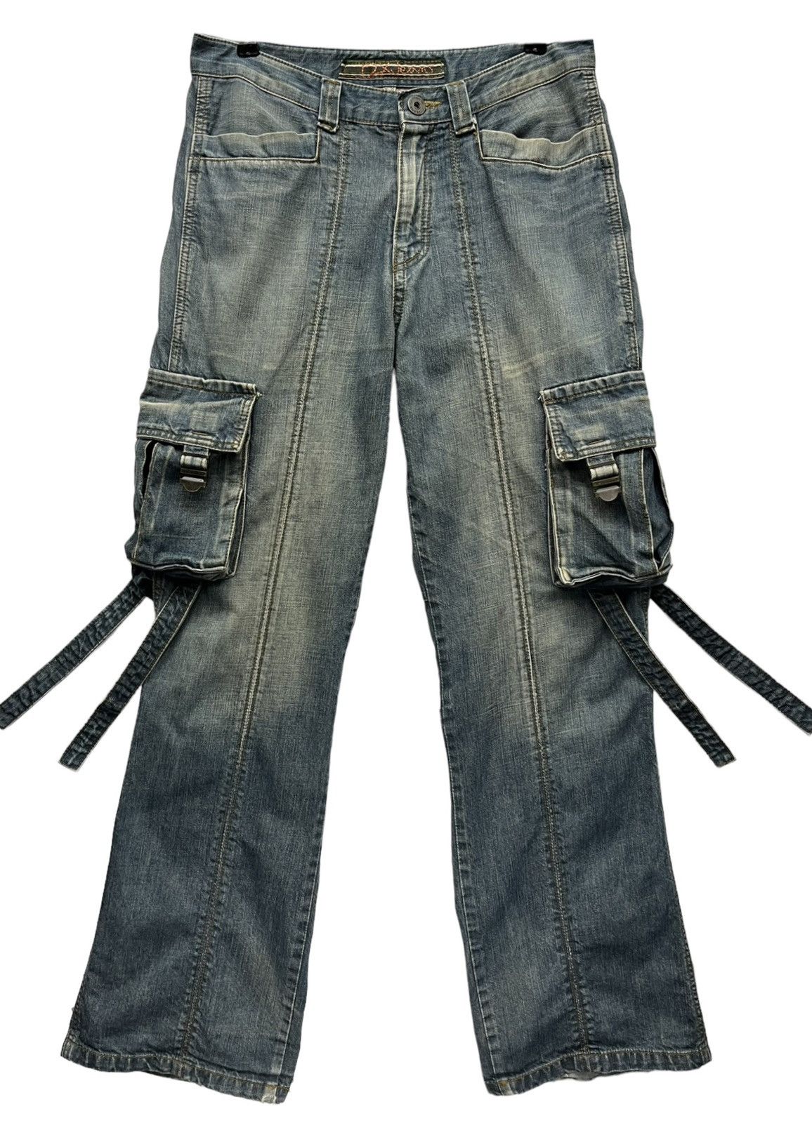 Japanese Brand × Vintage Exclusive Top Weight Cotton Denim Bondage Cargo Thrashed Leg Size US 32 / EU 48 - 2 Thumbnail