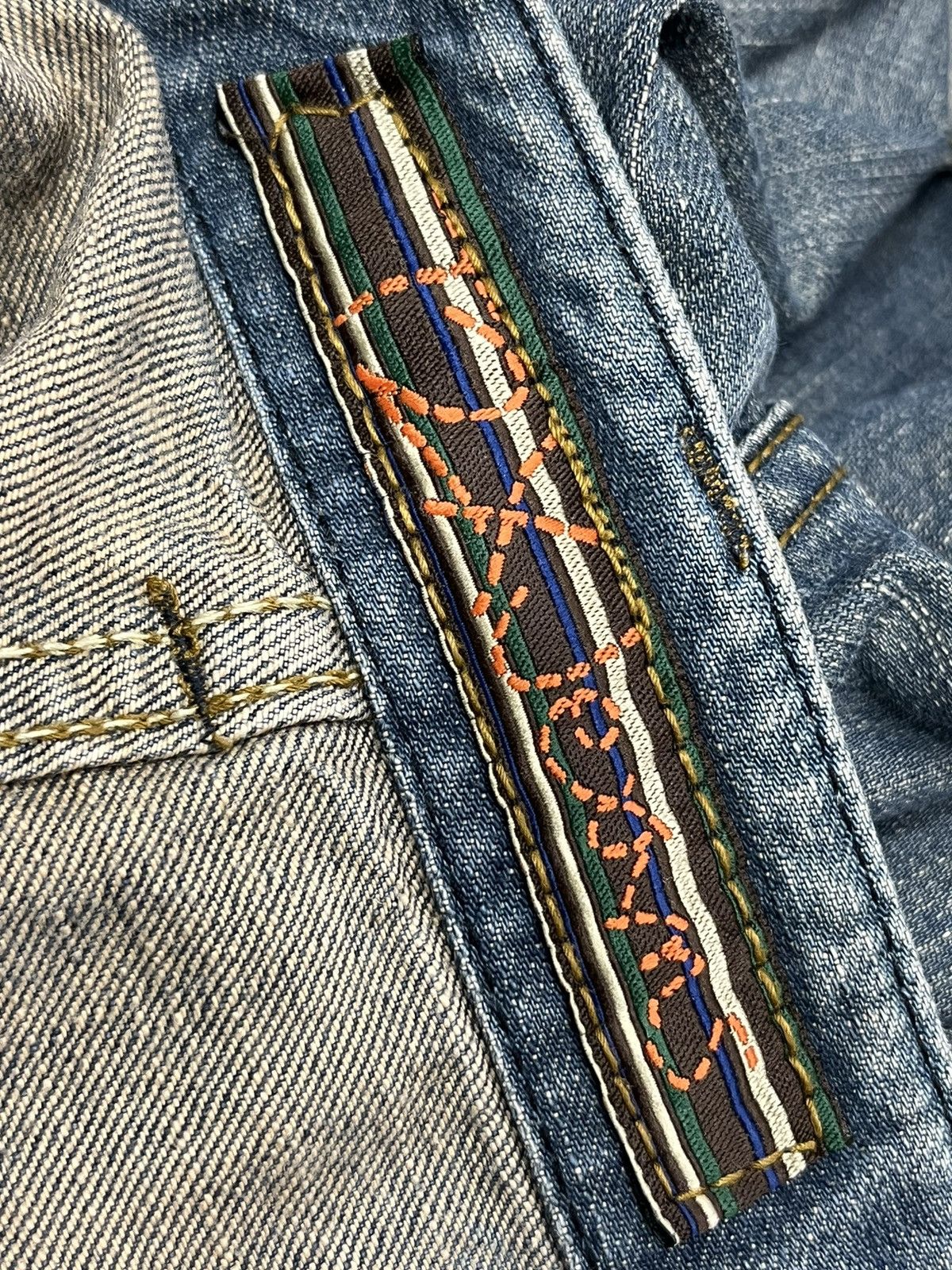Japanese Brand × Vintage Exclusive Top Weight Cotton Denim Bondage Cargo Thrashed Leg Size US 32 / EU 48 - 18 Thumbnail