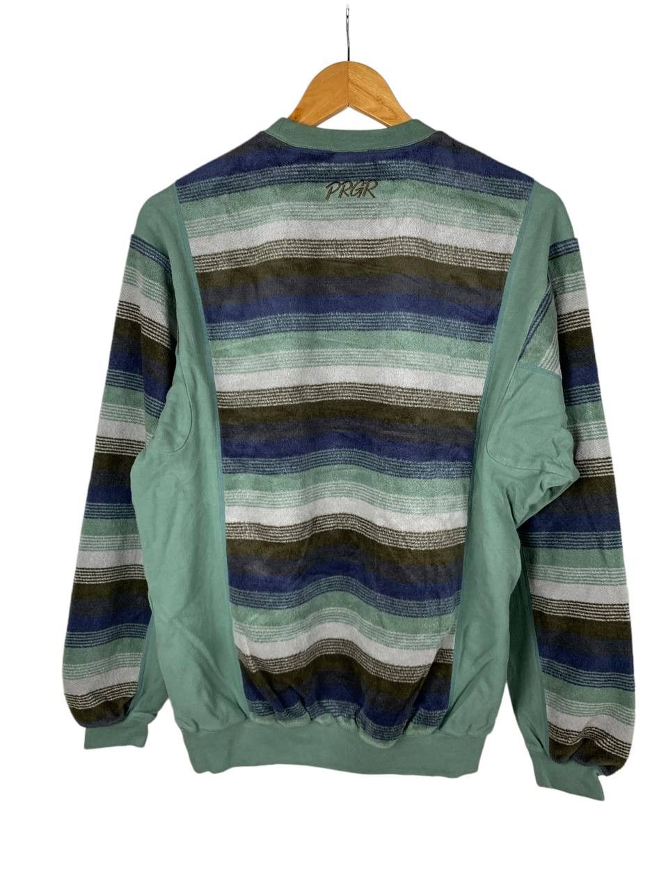 Japanese Brand PRGR Fleece Striped Sweater Size US M / EU 48-50 / 2 - 2 Thumbnail
