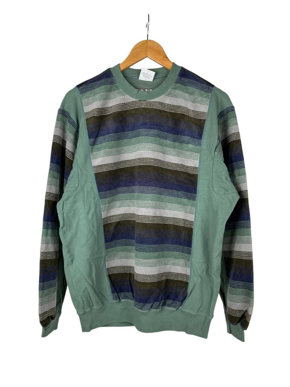 Japanese Brand PRGR Fleece Striped Sweater Size US M / EU 48-50 / 2 - 1 Thumbnail