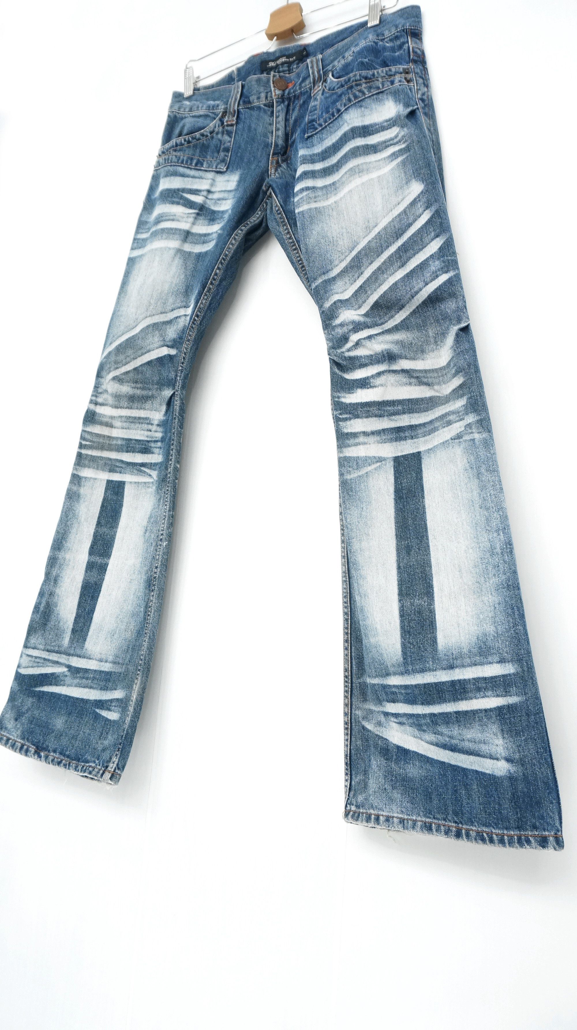 Japanese Brand Dope 🔥 ROOT THREE Acid Wash Distressed Jeans Size US 32 / EU 48 - 3 Thumbnail