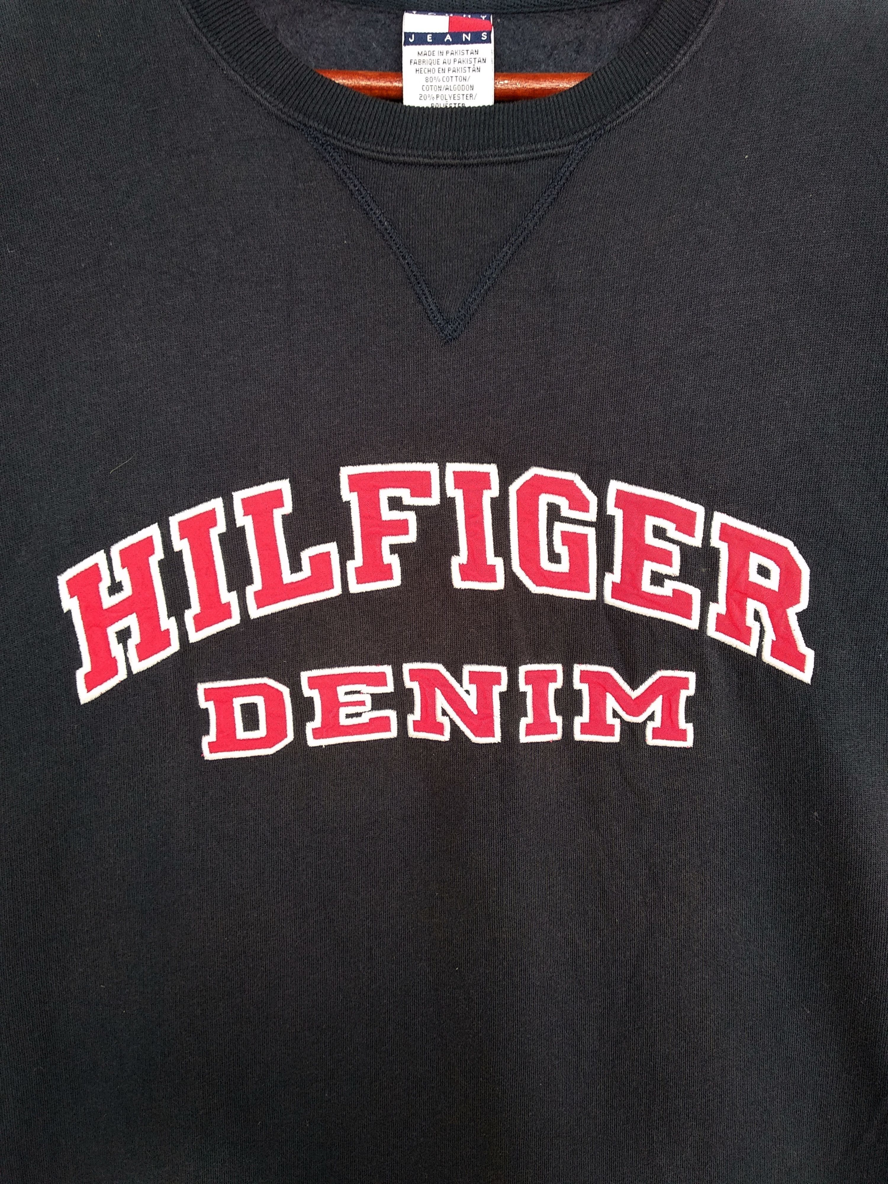 Tommy Hilfiger Vintage Tommy Jeans Spell Out Sweatshirt/Size M/Dark Blue Size US M / EU 48-50 / 2 - 2 Thumbnail