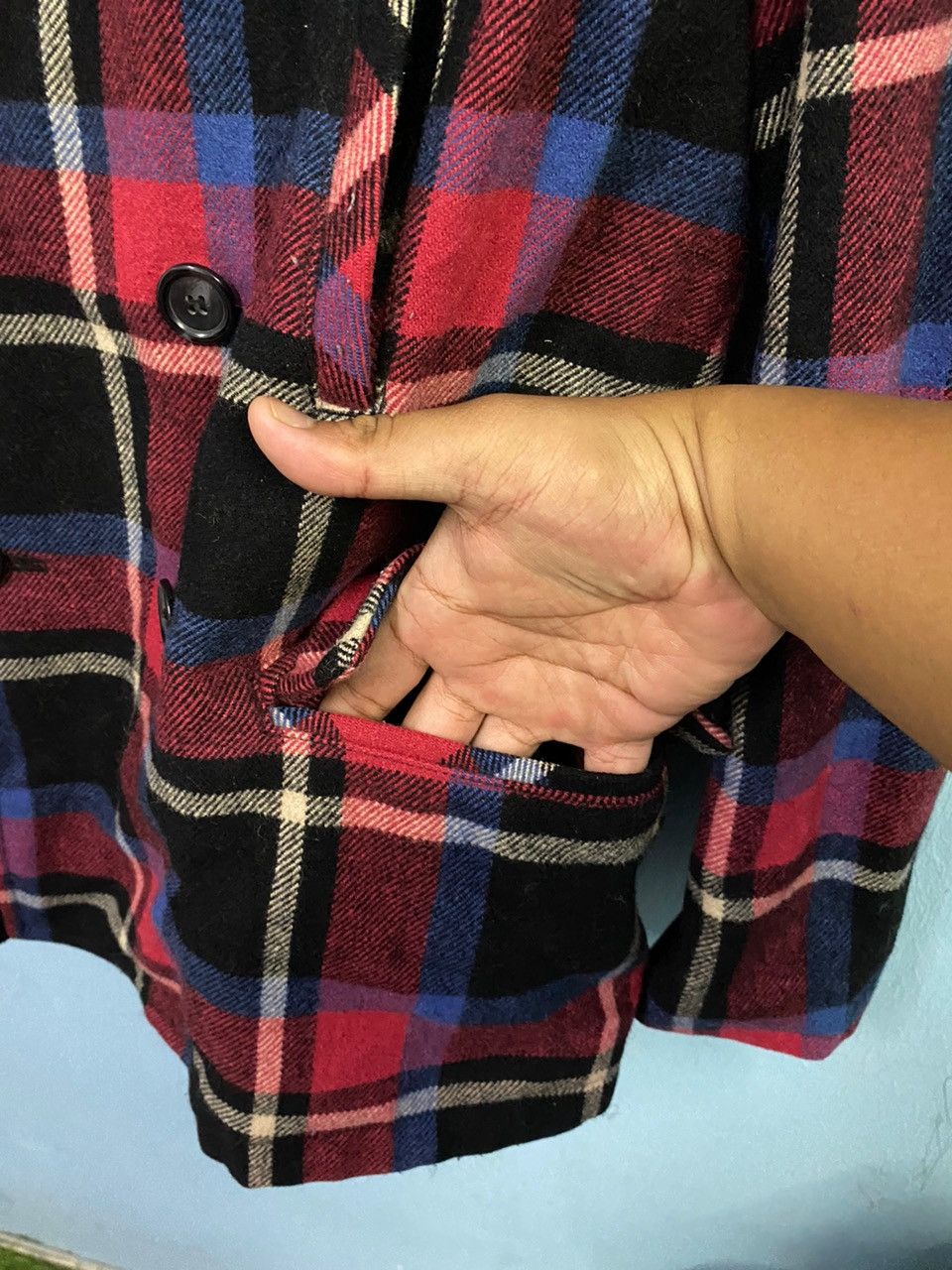 Levi's 🔥Rare🔥LEVIS Checker Wool Peacoat Classic Design Jacket Size US M / EU 48-50 / 2 - 10 Thumbnail
