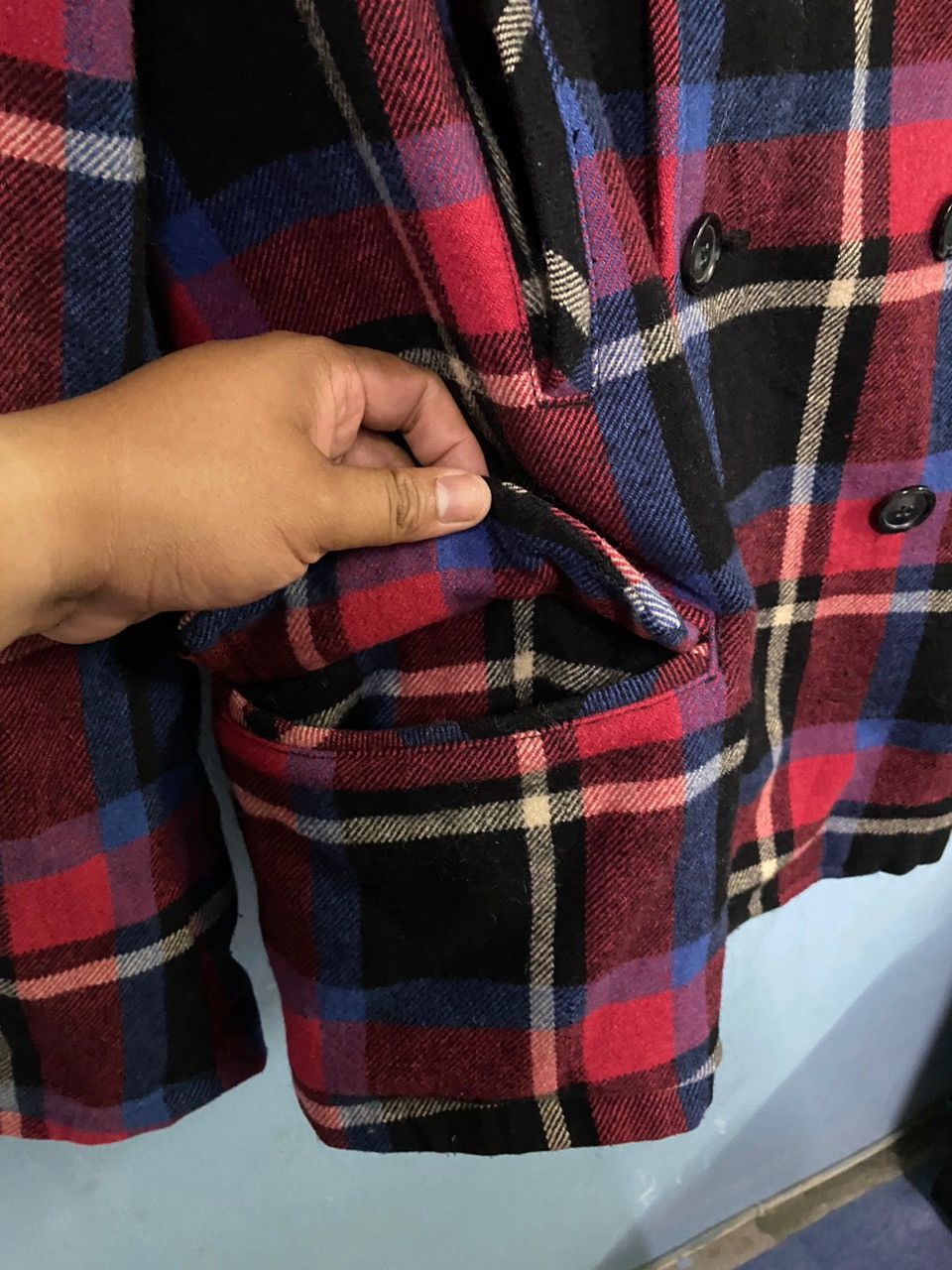 Levi's 🔥Rare🔥LEVIS Checker Wool Peacoat Classic Design Jacket Size US M / EU 48-50 / 2 - 9 Thumbnail