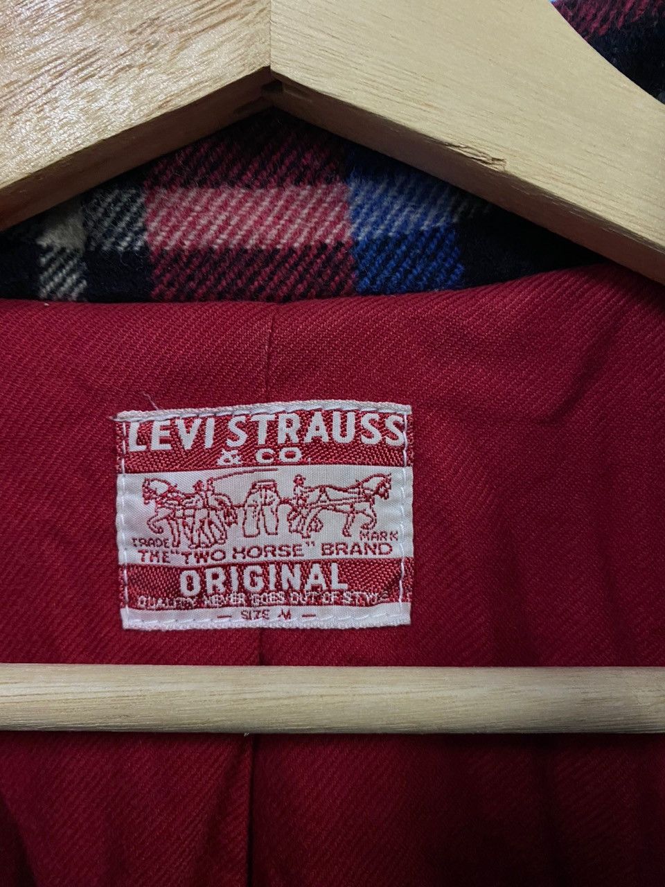 Levi's 🔥Rare🔥LEVIS Checker Wool Peacoat Classic Design Jacket Size US M / EU 48-50 / 2 - 7 Thumbnail