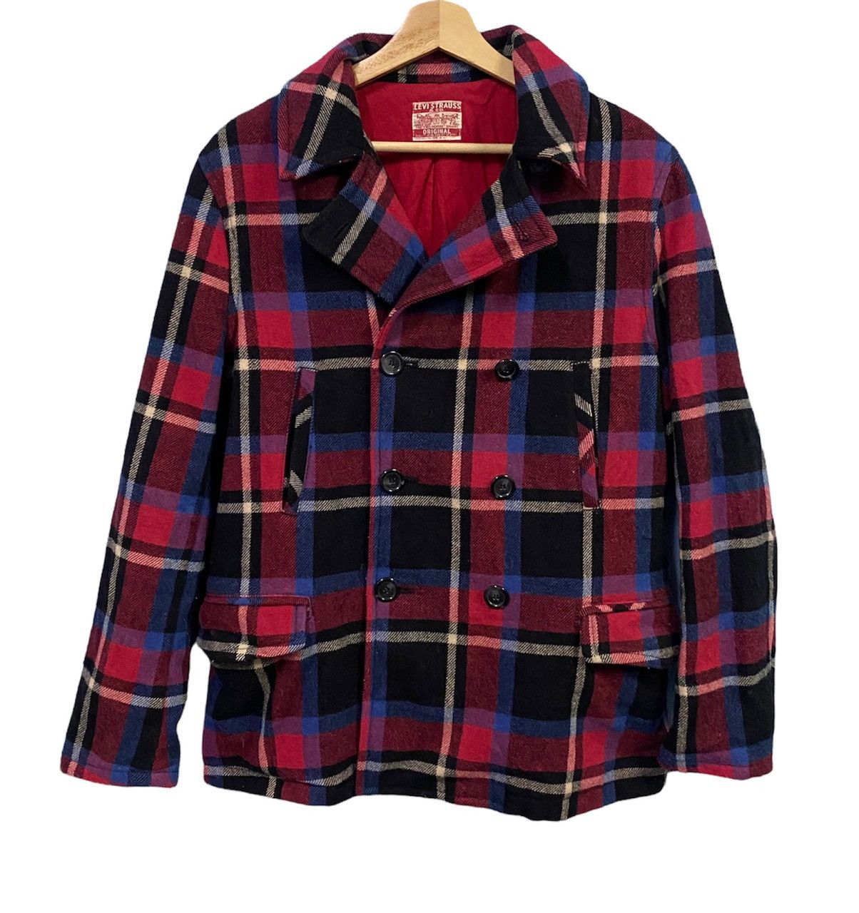 Levi's 🔥Rare🔥LEVIS Checker Wool Peacoat Classic Design Jacket Size US M / EU 48-50 / 2 - 1 Thumbnail