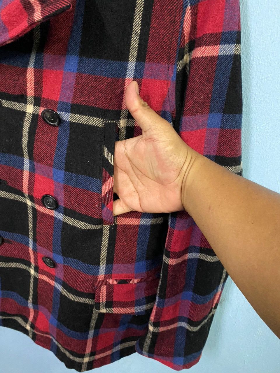 Levi's 🔥Rare🔥LEVIS Checker Wool Peacoat Classic Design Jacket Size US M / EU 48-50 / 2 - 11 Thumbnail