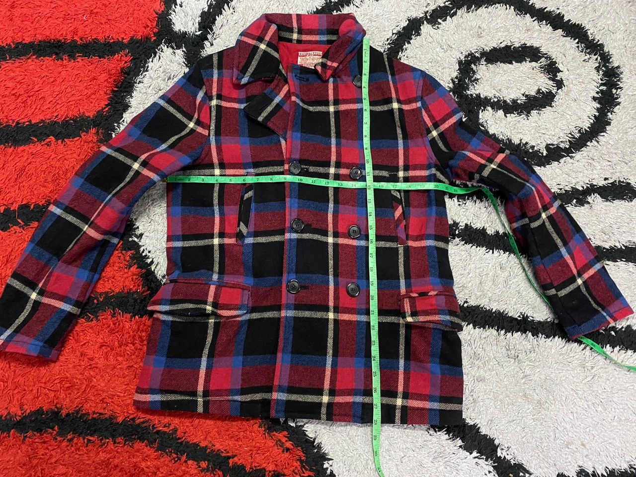Levi's 🔥Rare🔥LEVIS Checker Wool Peacoat Classic Design Jacket Size US M / EU 48-50 / 2 - 4 Thumbnail