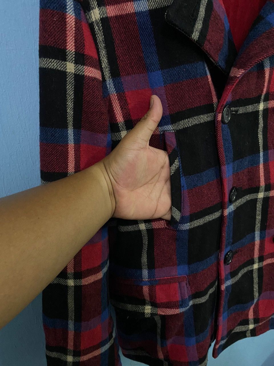 Levi's 🔥Rare🔥LEVIS Checker Wool Peacoat Classic Design Jacket Size US M / EU 48-50 / 2 - 8 Thumbnail