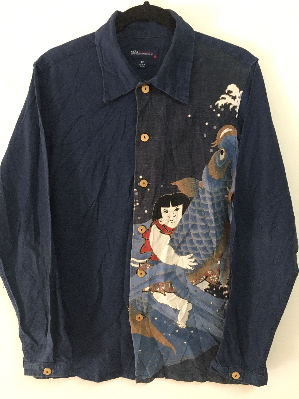 Japanese Brand Vintage N.T.R.L japanese Ancient Koi Fish Long Sleeve Size US M / EU 48-50 / 2 - 4 Thumbnail