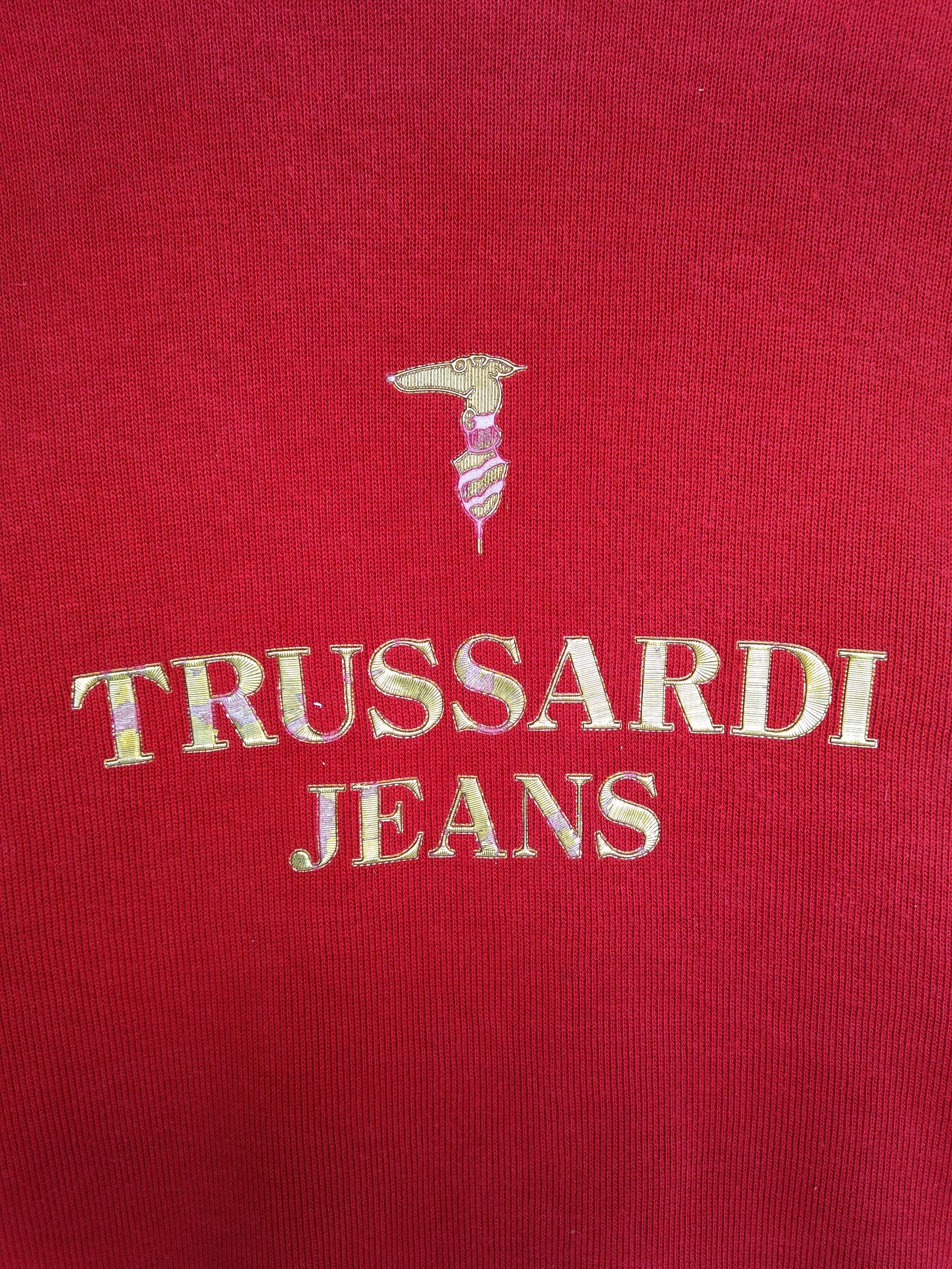 Trussardi Vintage Trussardi Jeans Sweatshirt Big Logo/Red Colour. Size US L / EU 52-54 / 3 - 3 Thumbnail
