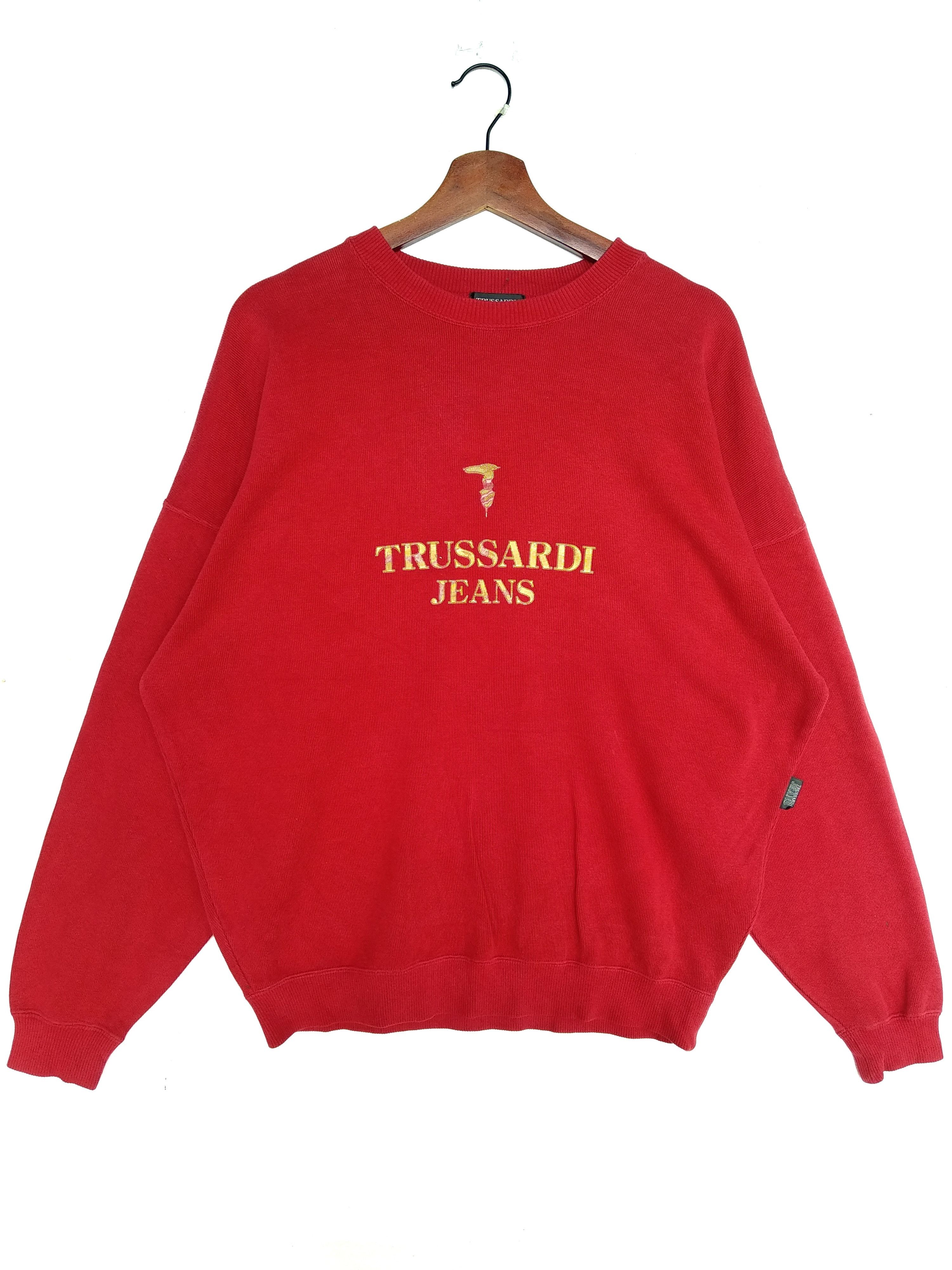 image of Italian Designers x Trussardi Vintage Trussardi Jeans Sweatshirt Big Logo/red Colour (Size Large)