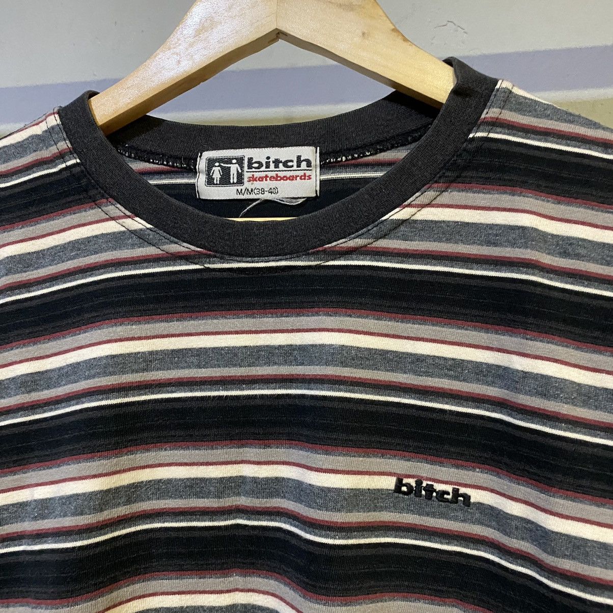 Vintage VINTAGE‼️Bitch Skateboards Stripe Tee Size US M / EU 48-50 / 2 - 3 Thumbnail