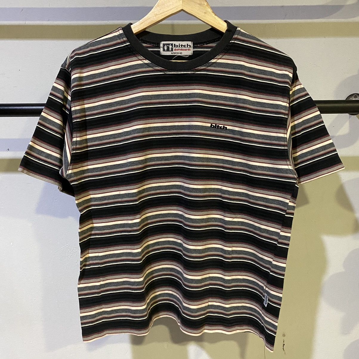 Vintage VINTAGE‼️Bitch Skateboards Stripe Tee Size US M / EU 48-50 / 2 - 1 Thumbnail