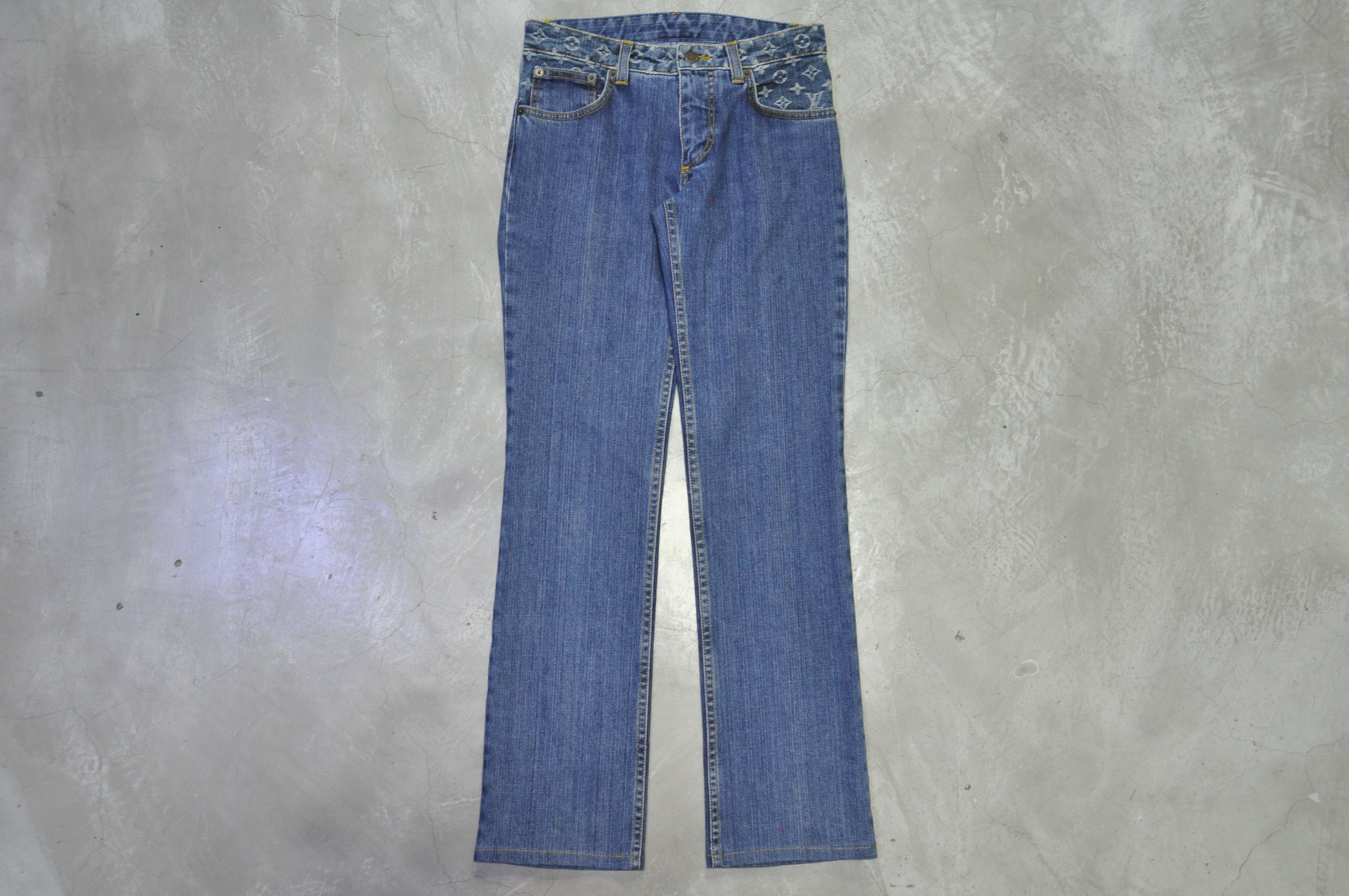 image of Louis Vuitton x Marc Jacobs Lv - Marc Jacobs - F/w 06 - Monogram-Trimmed Denim Jean, Women's (Size 
