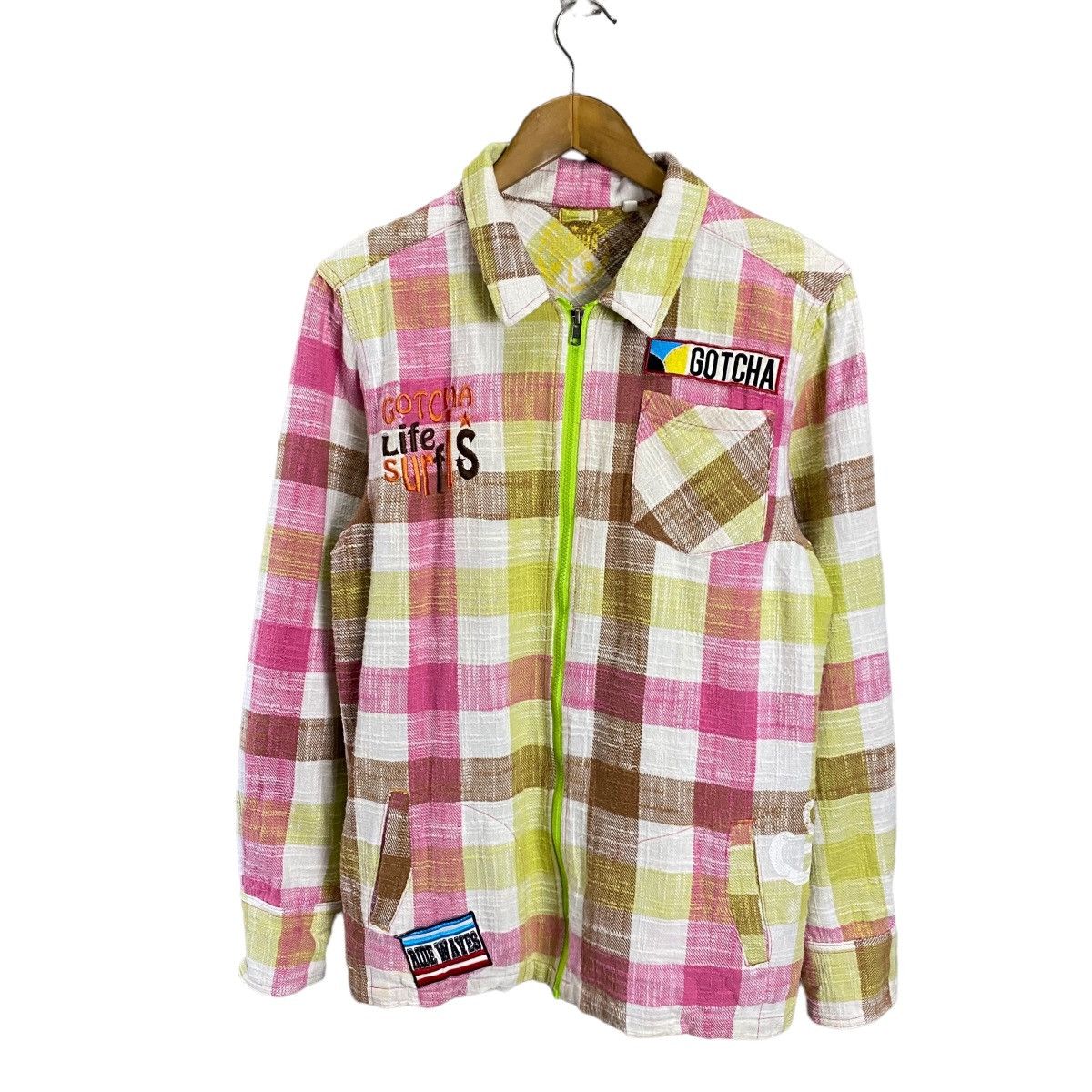 Gotcha embroidery logo multicolor zipper jacket